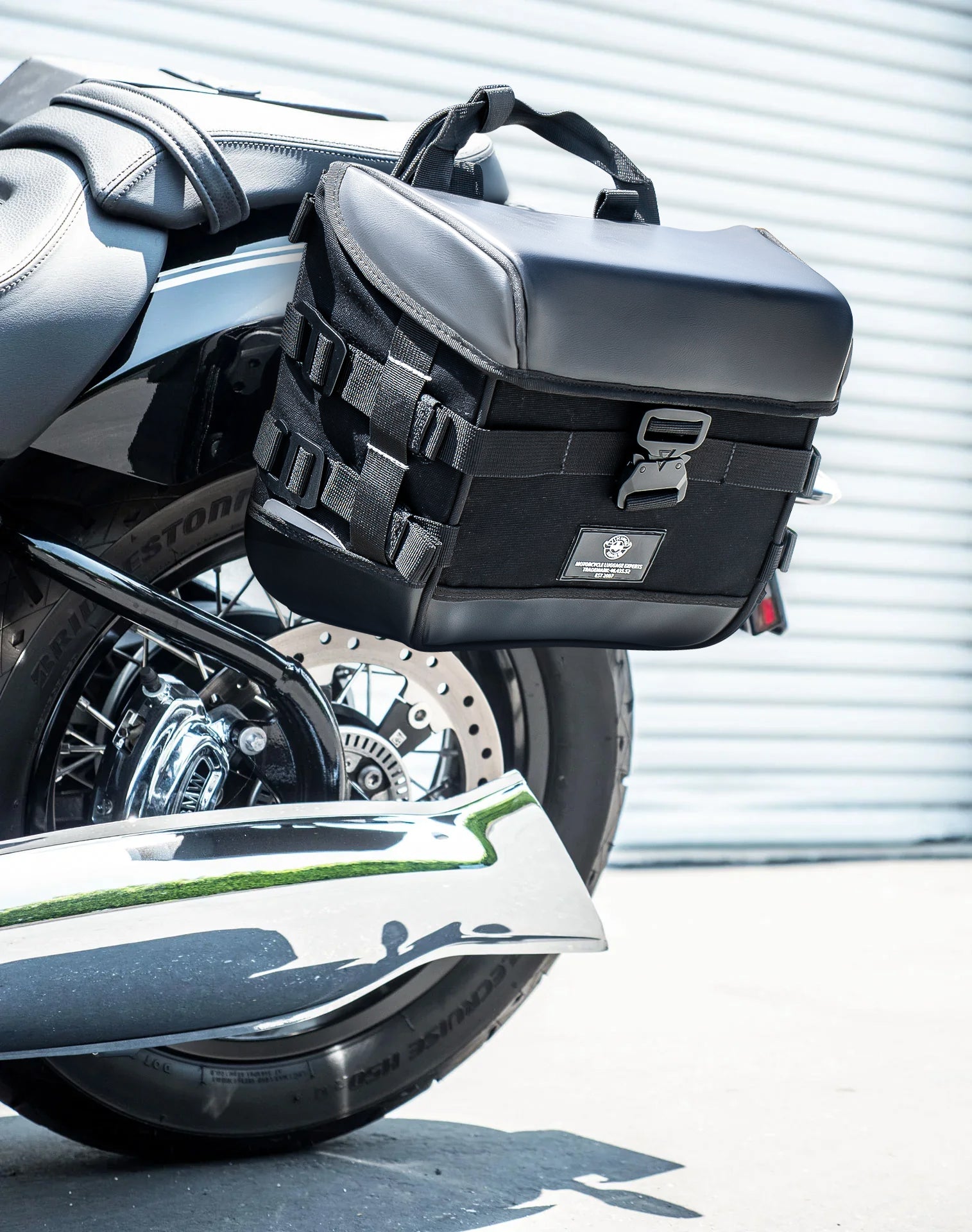 20L - Incognito Quick-Mount Small BMW R18 Motorcycle Saddlebags Vertical Lifestyle