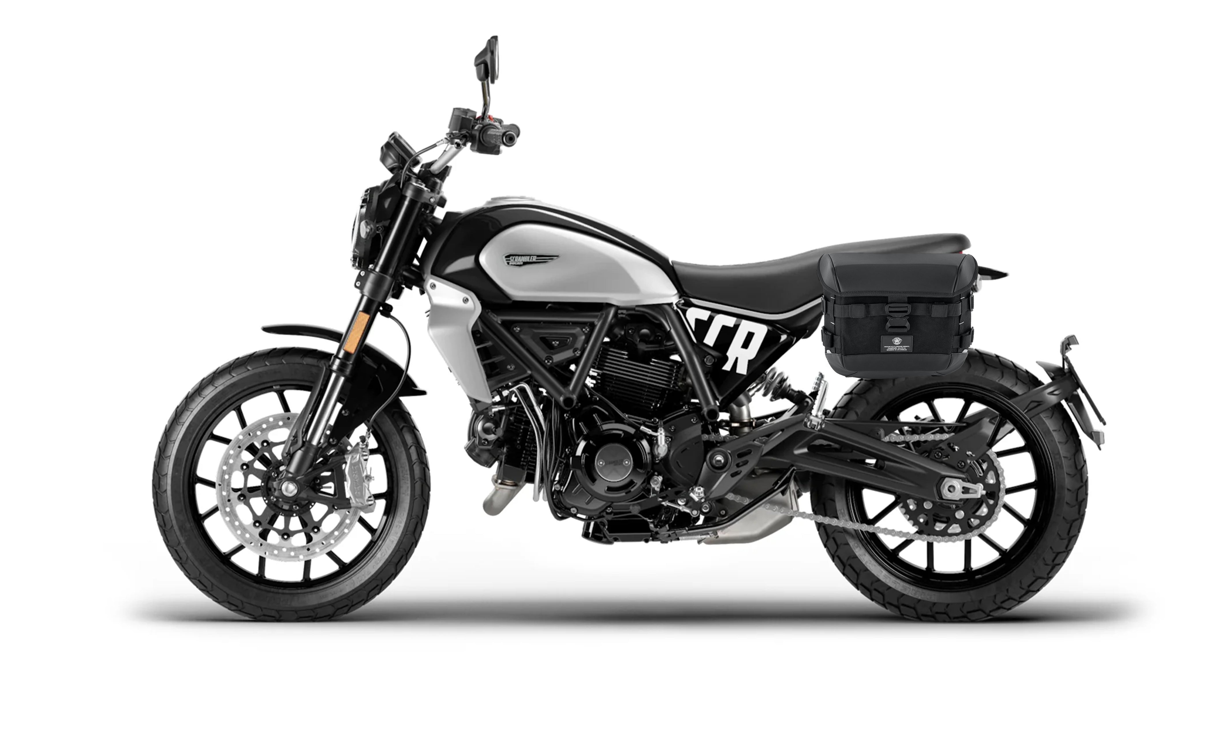 20L - Incognito Quick-Mount Small Ducati Scrambler (2018-2022) Saddlebags Bag on Bike @expand