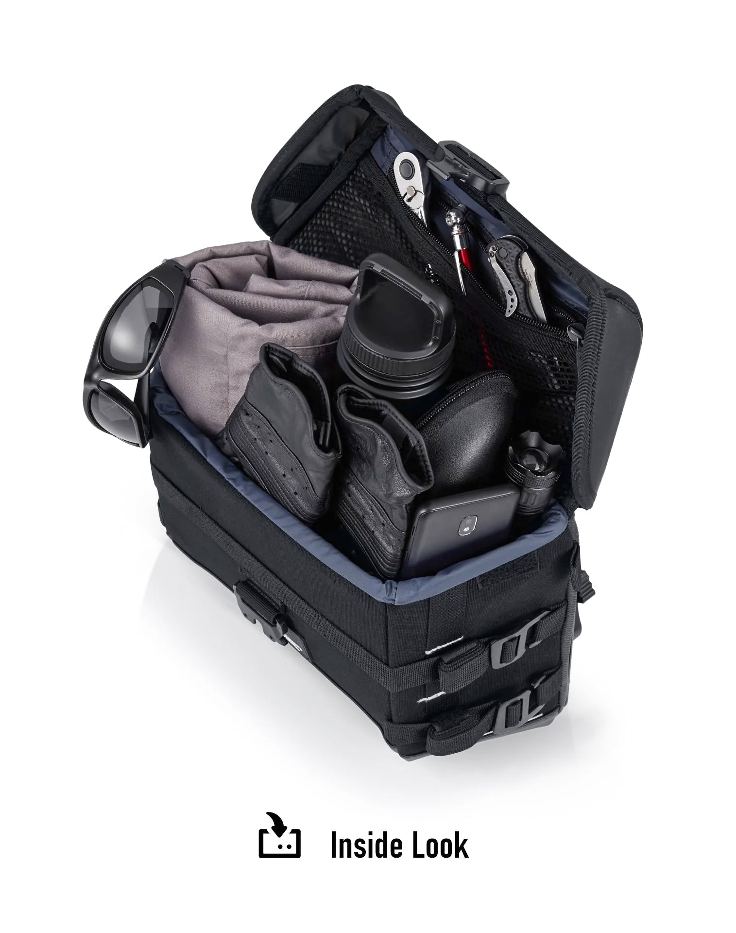 20L - Incognito Quick-Mount Small Saddlebags for Harley Softail Deadwood Inside Look
