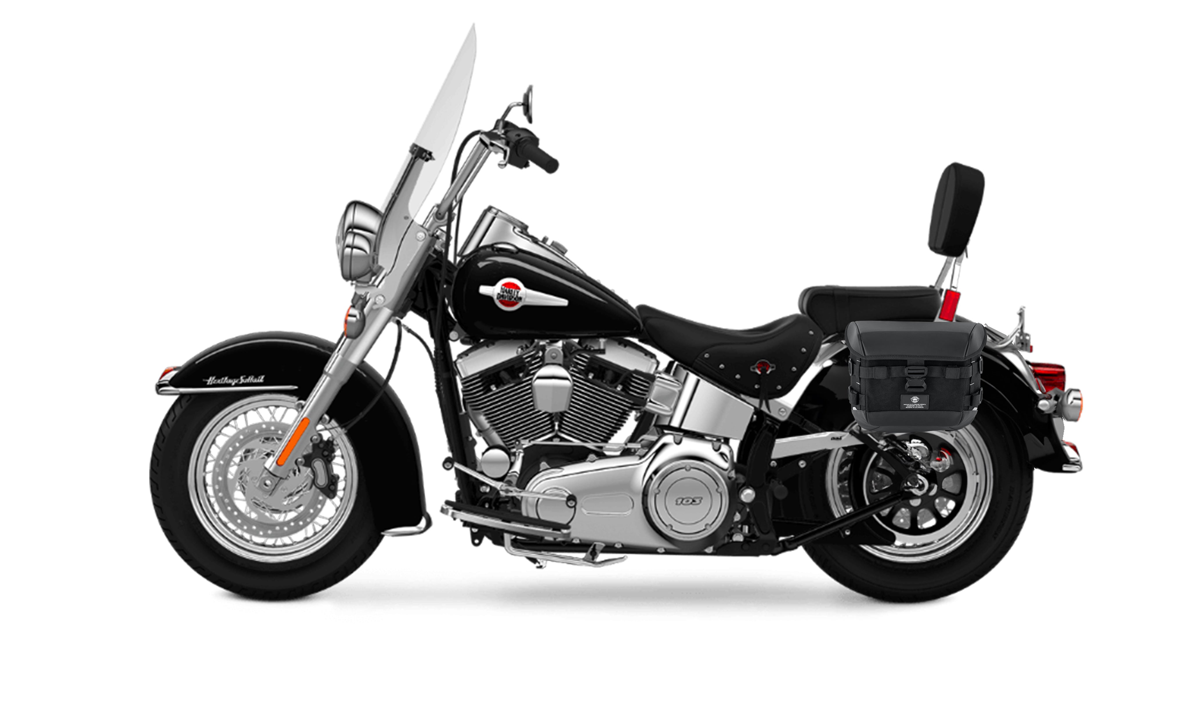 20L - Incognito Quick-Mount Small Saddlebags for Heritage Classic FLSTC/I Bag on Bike @expand