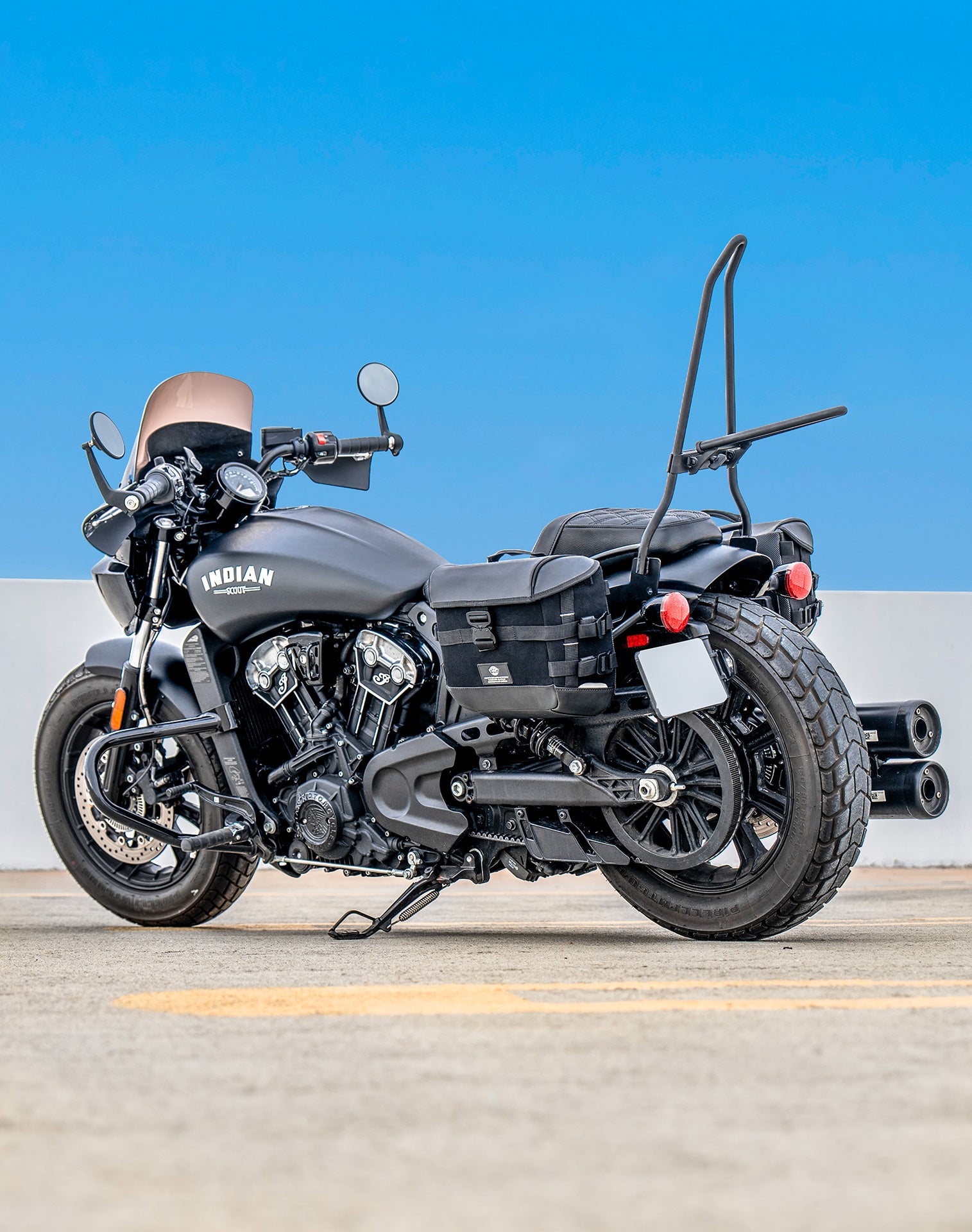 20L - Incognito Quick-Mount Small Indian Scout Rogue Sixty Saddlebags Vertical Lifestyle