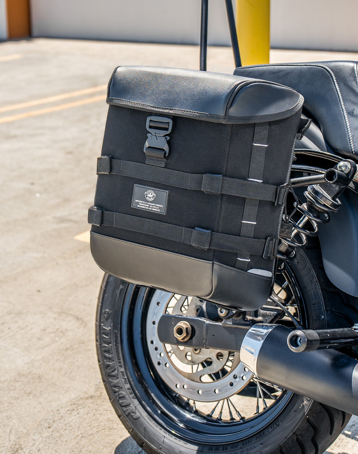 15L - Incognito Quick Mount Medium Solo Motorcycle Saddlebag (Left Only) for Harley Dyna Street Bob FXDB/I Lifestyle