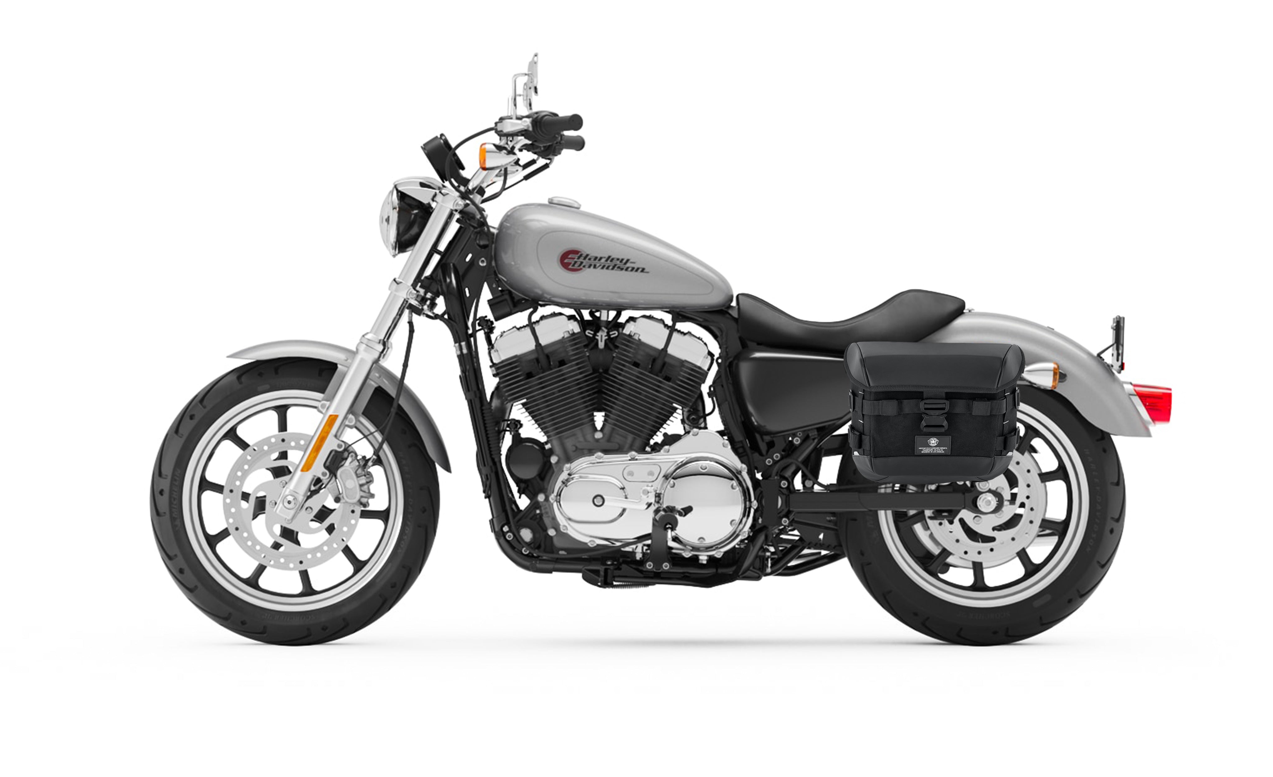 10L - Incognito Quick Mount Small Solo Motorcycle Saddlebag (Left Only) for Harley Sportster Super Low XL883L Bag on Bike @expand