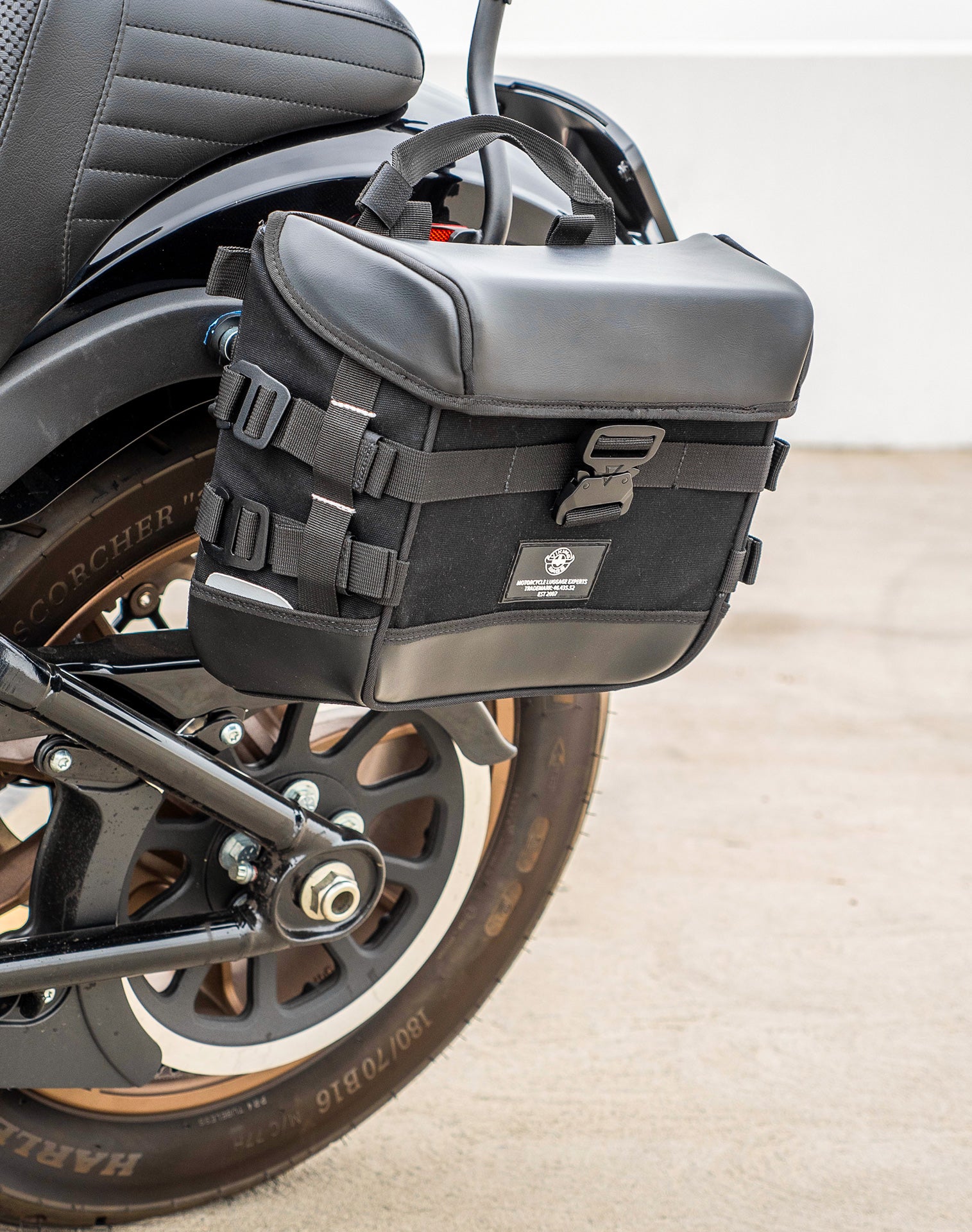 10L - Incognito Quick Mount Small Solo Motorcycle Saddlebag (Left Only) for Harley Softail Low Rider S FXLRS v3