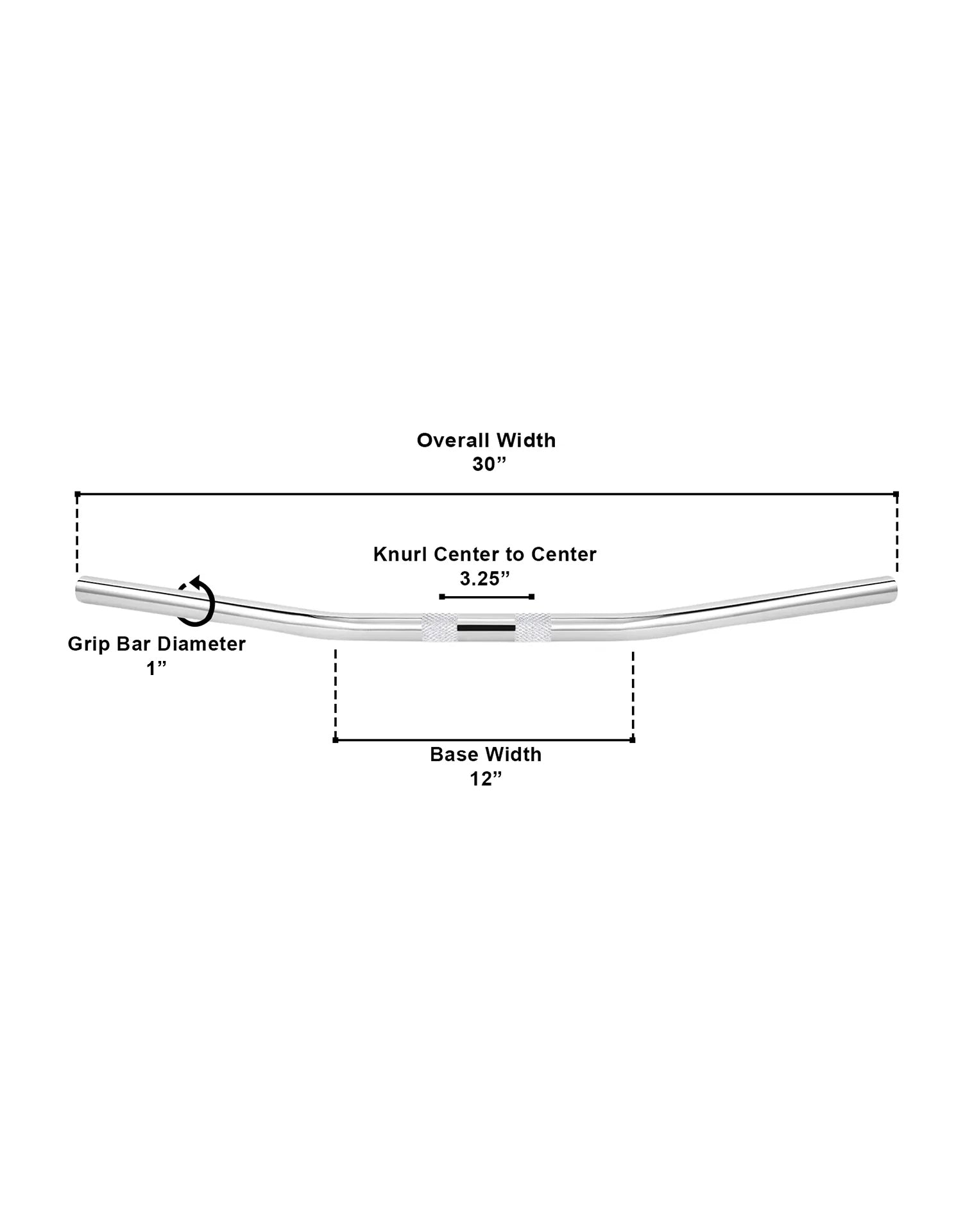 Viking Iron Born Drag Handlebar For Harley Sportster 883 Custom XL883C Chrome Dimensions Image