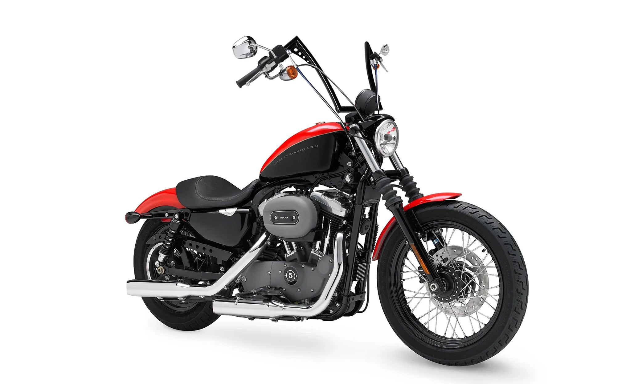 Viking Iron Born 12" Handlebar For Harley Sportster 1200 Nightster XL1200N Gloss Black on Bike @expand