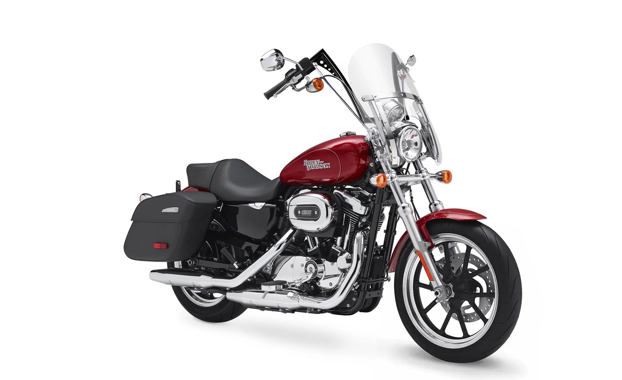 Viking Iron Born 12" Handlebar For Harley Sportster SuperLow 1200T Gloss Black on Bike @expand