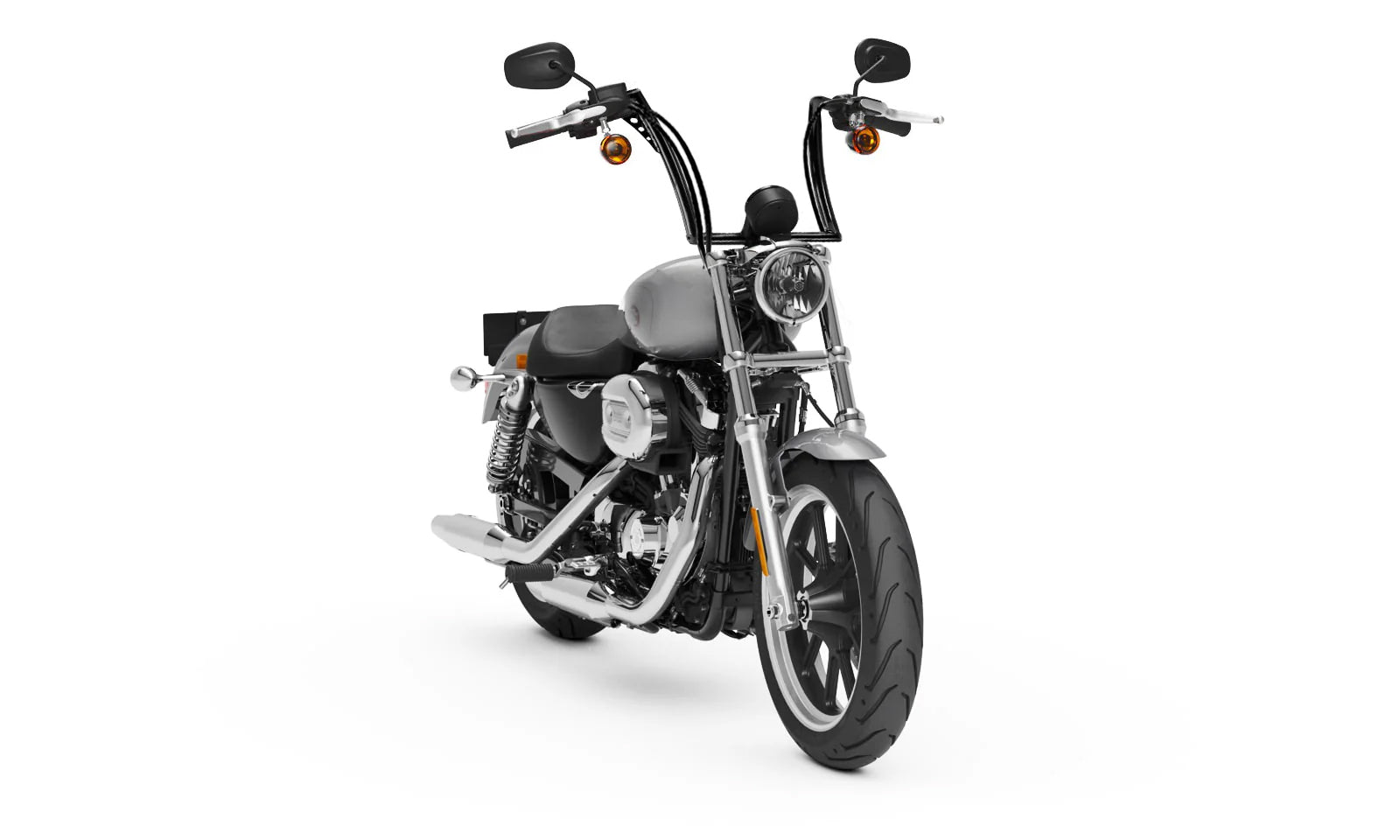 Viking Iron Born 12" Handlebar For Harley Sportster Superlow Gloss Black on Bike @expand