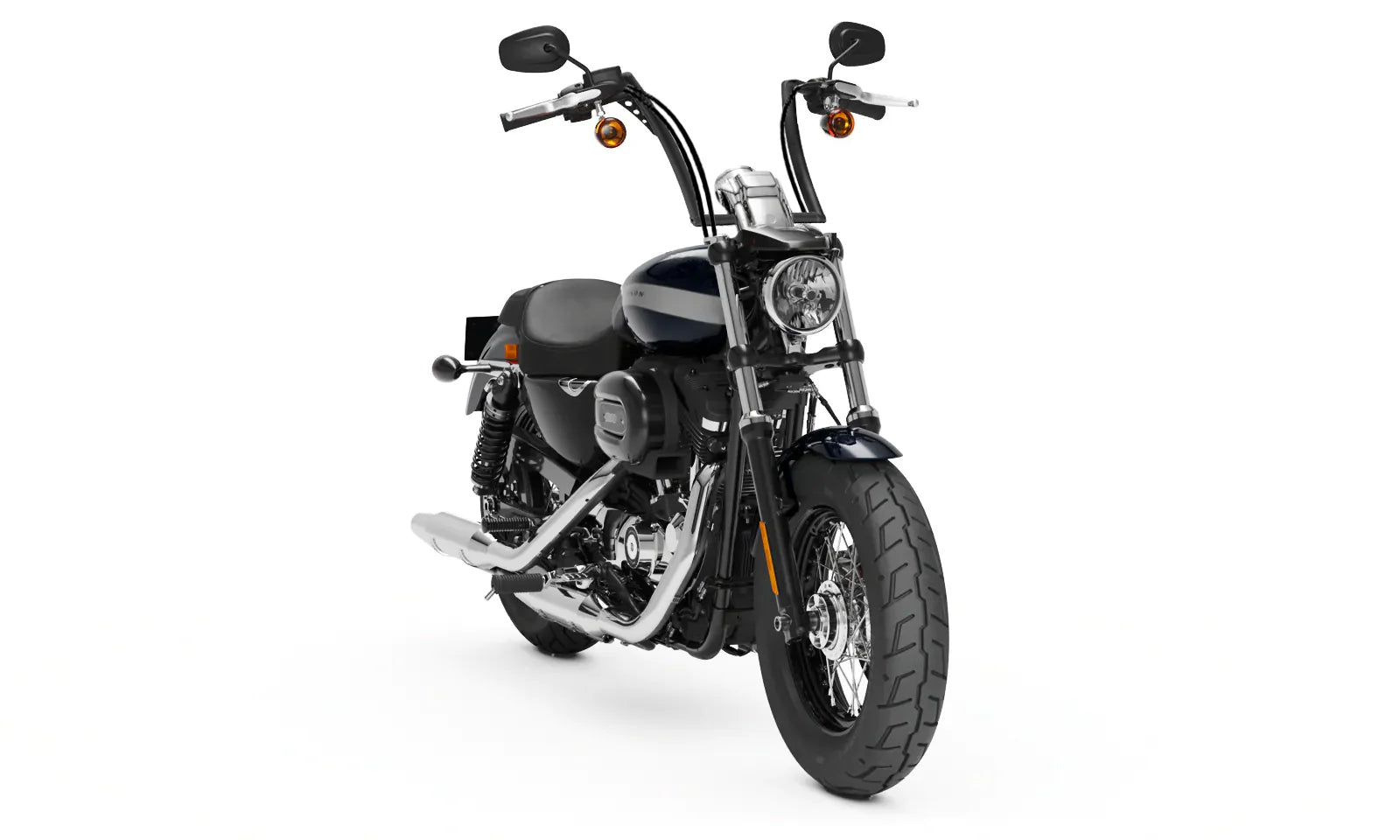 Viking Iron Born 12" Handlebar for Harley Sportster 1200 Custom XL1200C Matte Black on Bike @expand