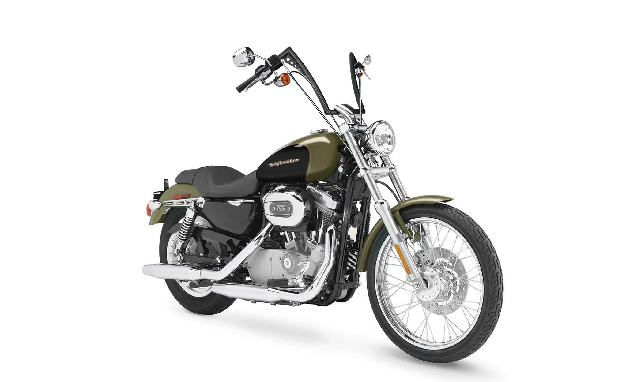 Viking Iron Born 12" Handlebar for Harley Sportster 883 Custom XL883C Matte Black on Bike @expand