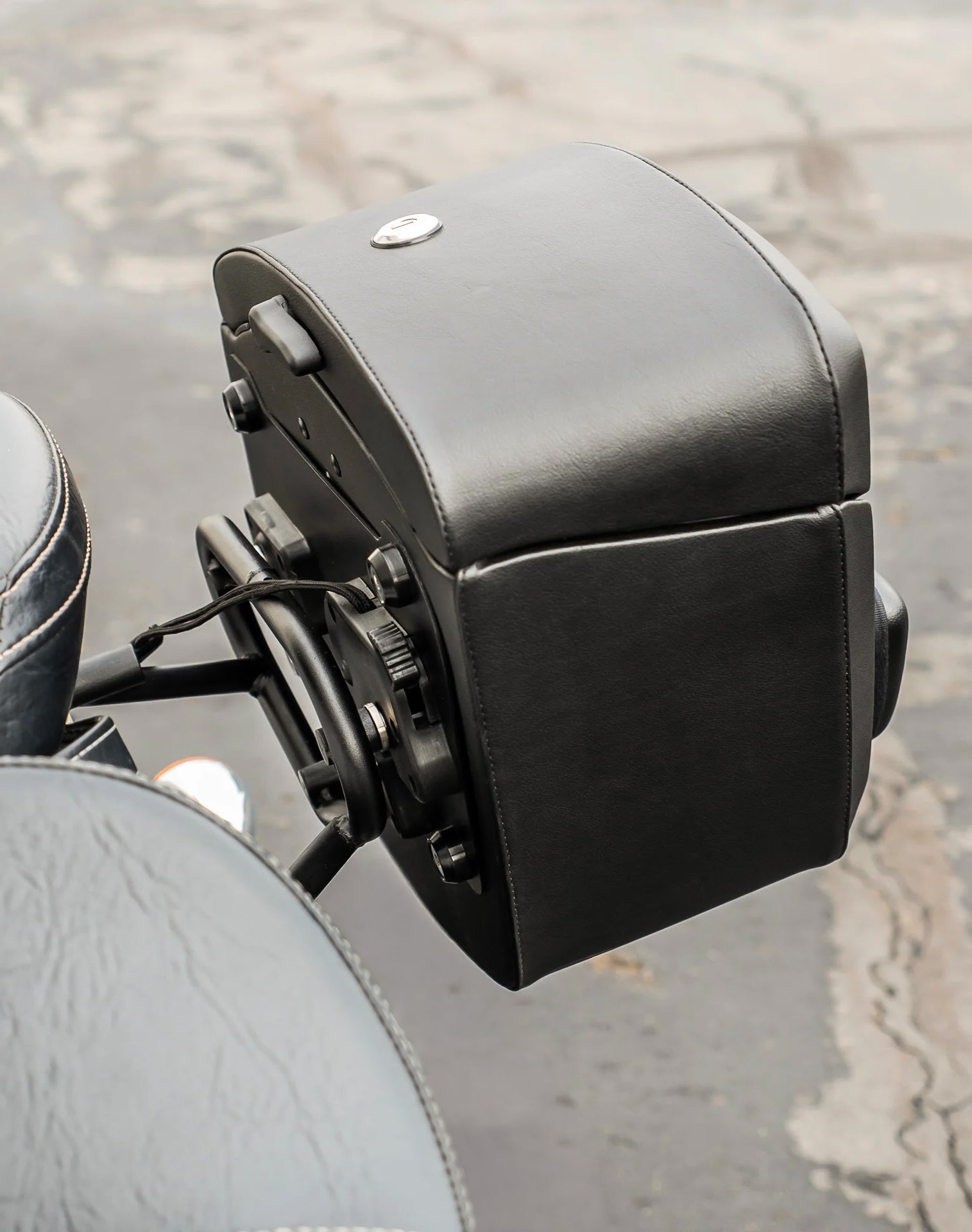 24L - Ironclad Quick-Mount Medium Indian Scout Sixty Leather Wrapped Hard Saddlebags Life Style 3