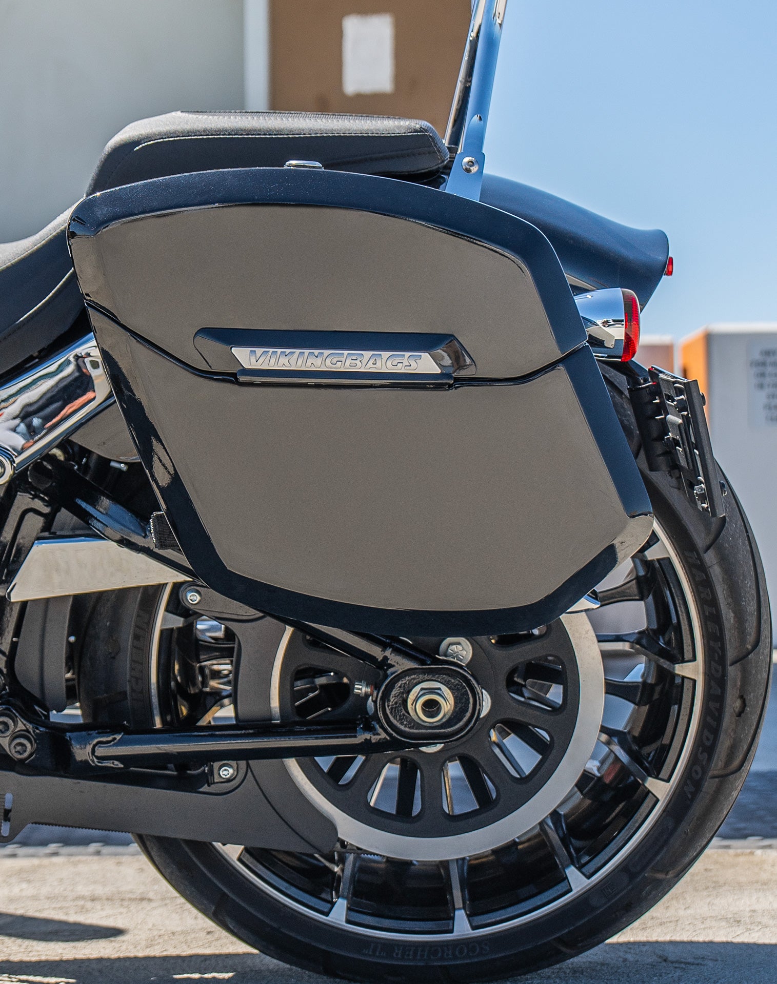 24L - Ironclad Quick-Mount Medium Harley Softail Breakout FXBR/S Painted Hard Saddlebags Lifestyle