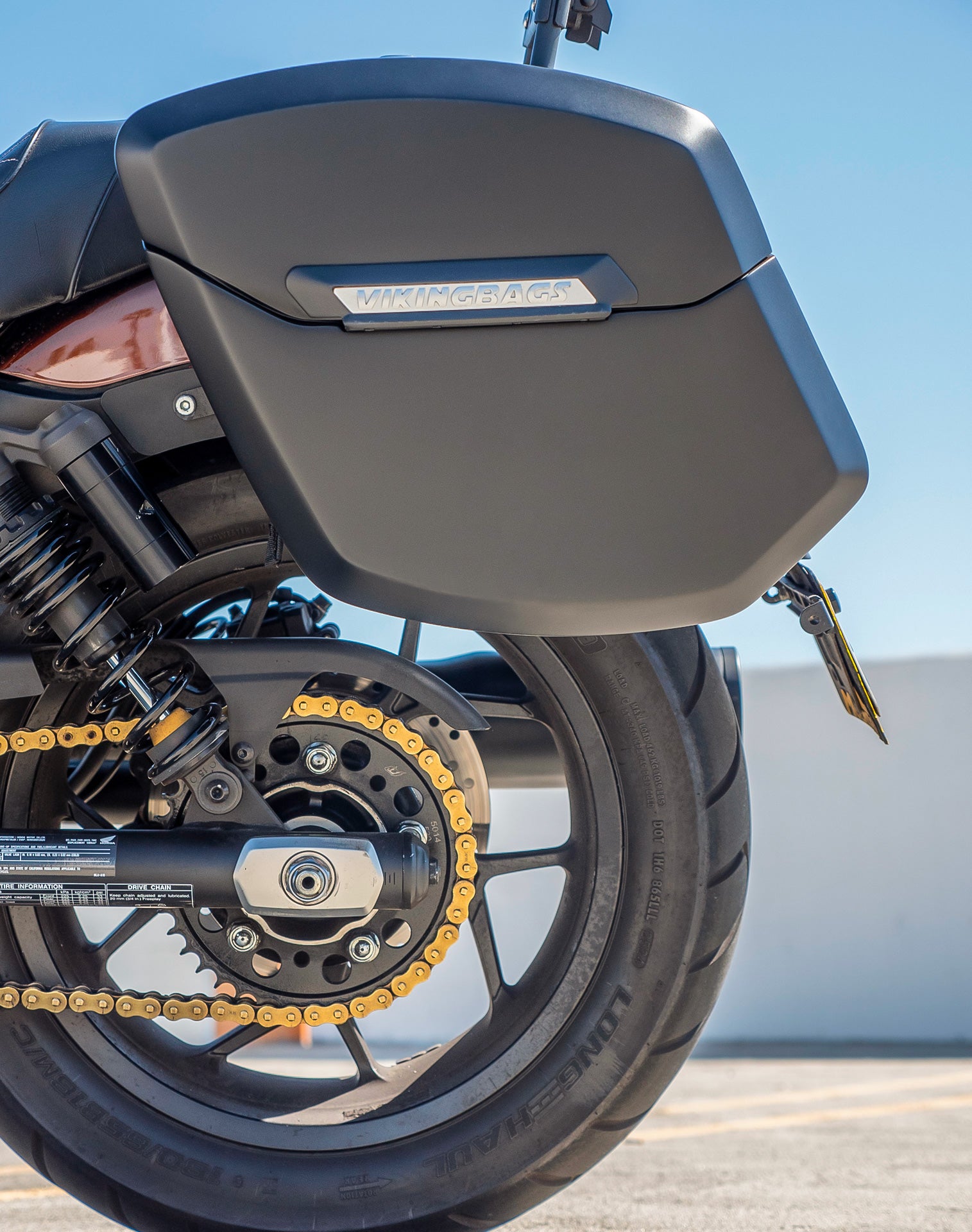 24L - Ironclad Quick-Mount Medium Honda Rebel 1100 Matte Hard Saddlebags Life style 2