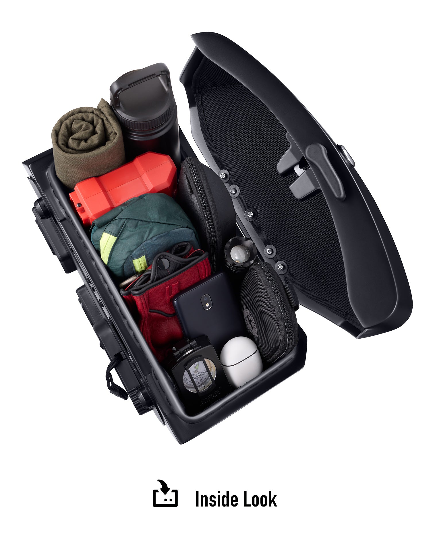24L - Ironclad Quick-Mount Medium Honda Rebel 1100 Matte Hard Saddlebags Inside Look