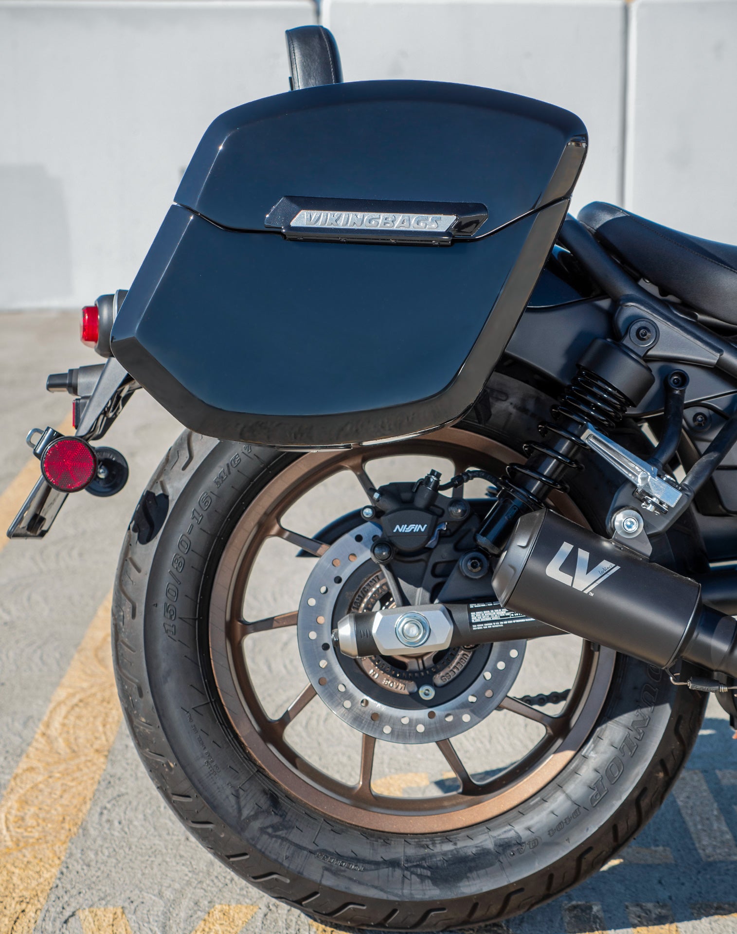 24L - Ironclad Quick-Mount Medium Honda Rebel 500 Painted Hard Saddlebags Life style 2