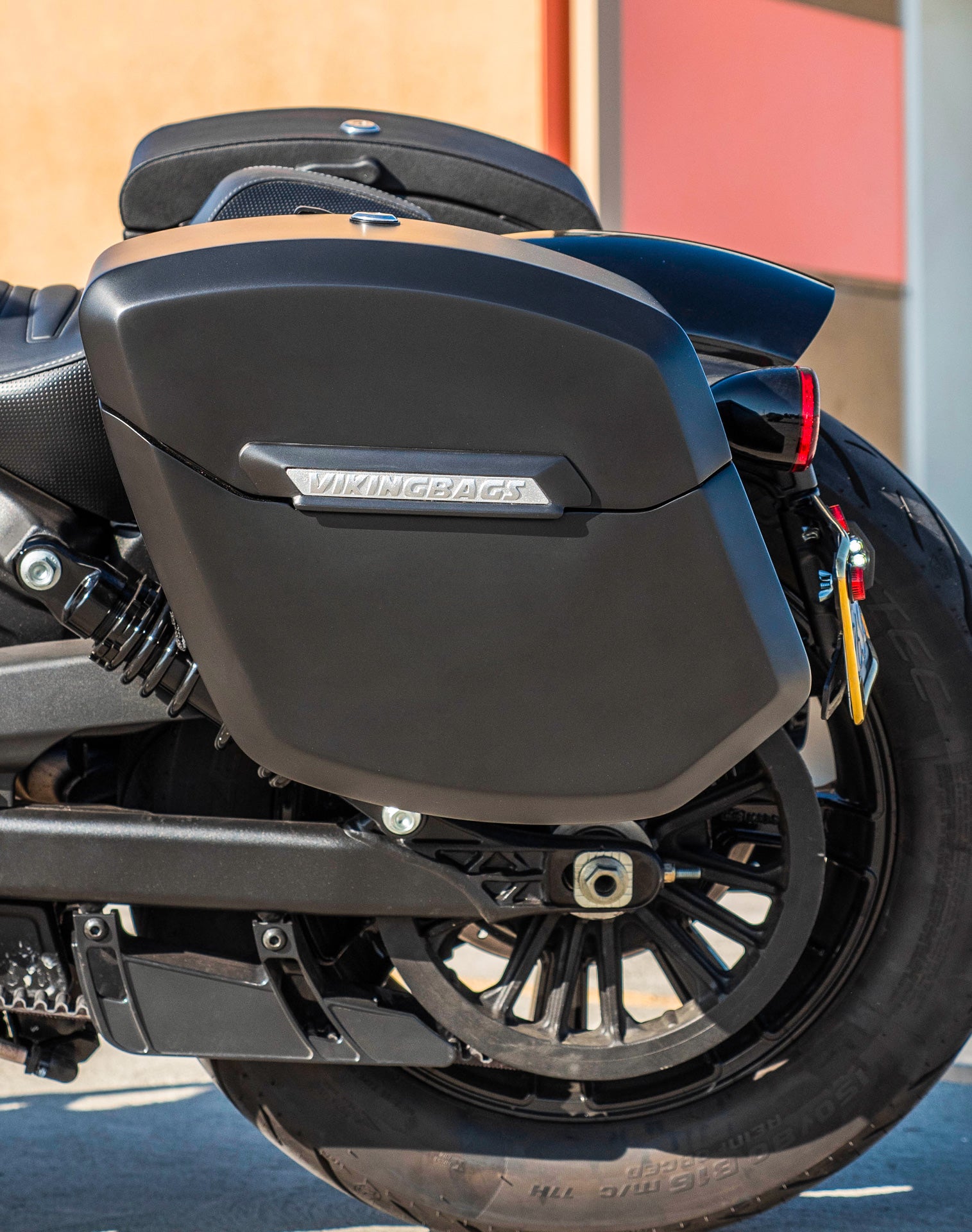 24L - Ironclad Quick-Mount Medium Indian Scout Bobber Sixty Matte Hard Saddlebags Life style 2