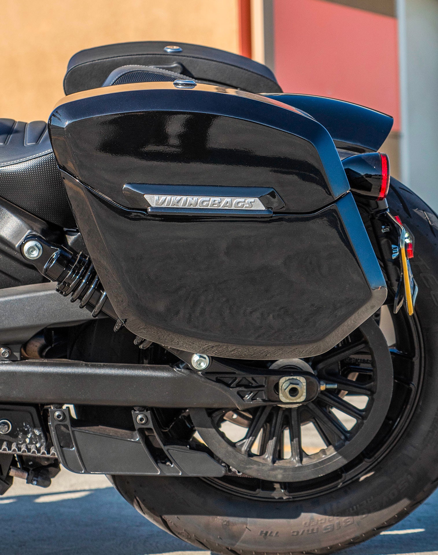 24L - Ironclad Quick-Mount Medium Indian Scout Rogue Sixty Painted Hard Saddlebags Life style 2