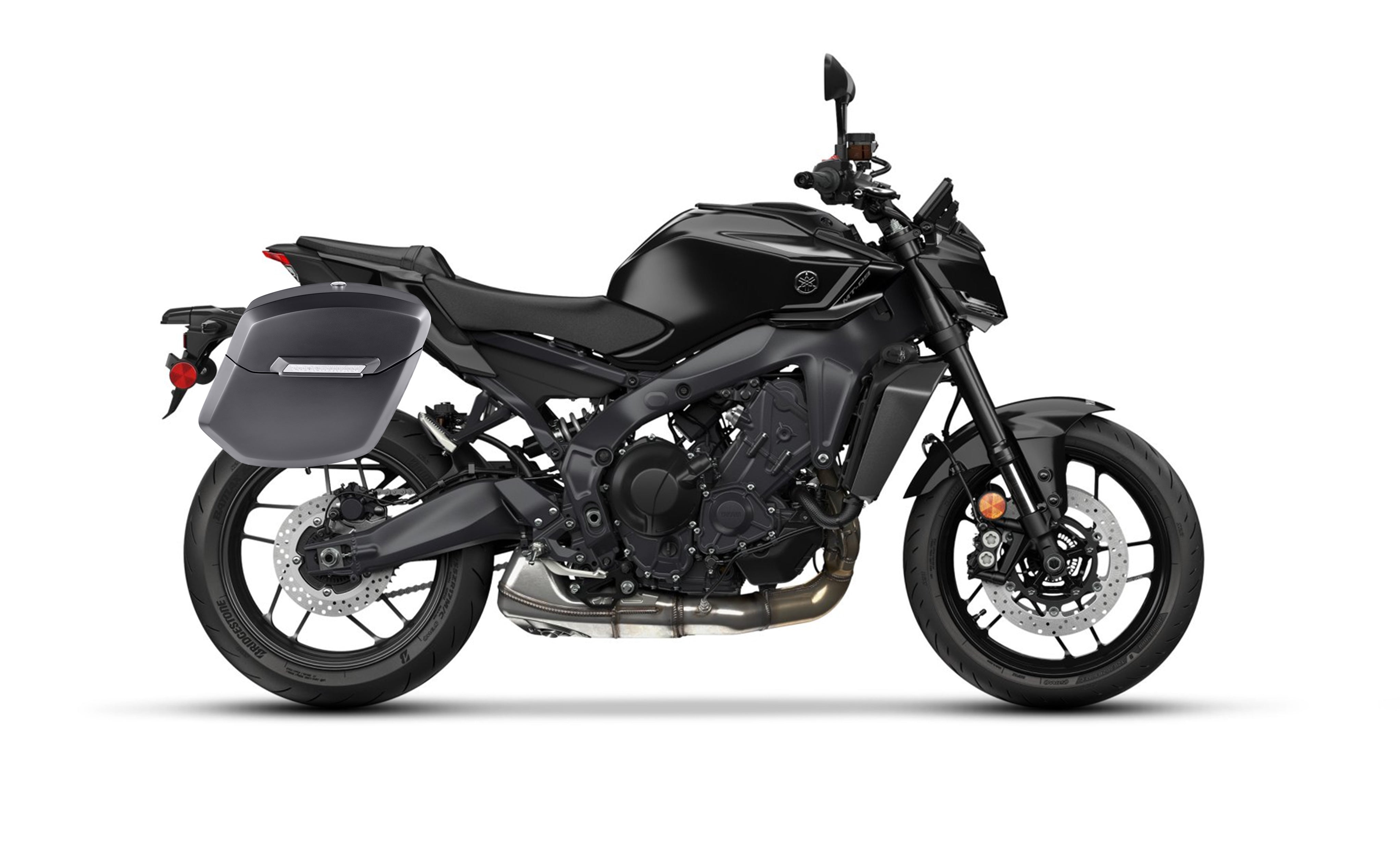 24L - Ironclad Quick-Mount Medium Yamaha MT-09 Matte Hard Saddlebags Bag on Bike @expand