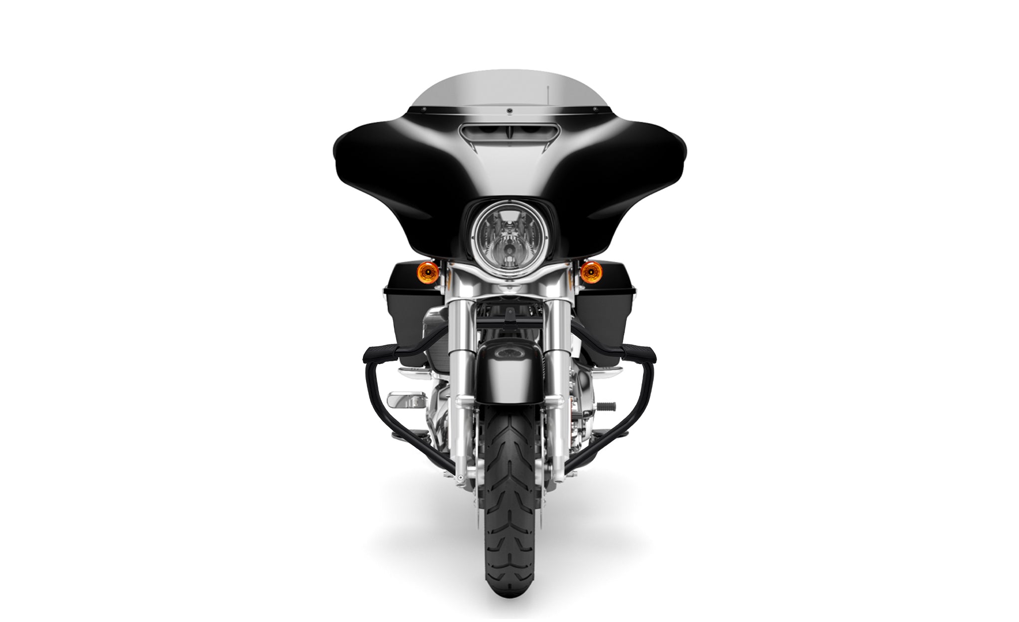 Viking Ironhog Crash Bar/Engine Guard for Harley Street Glide FLHX/I (2009-23) Gloss Black Crash Bar on Bike View @expand