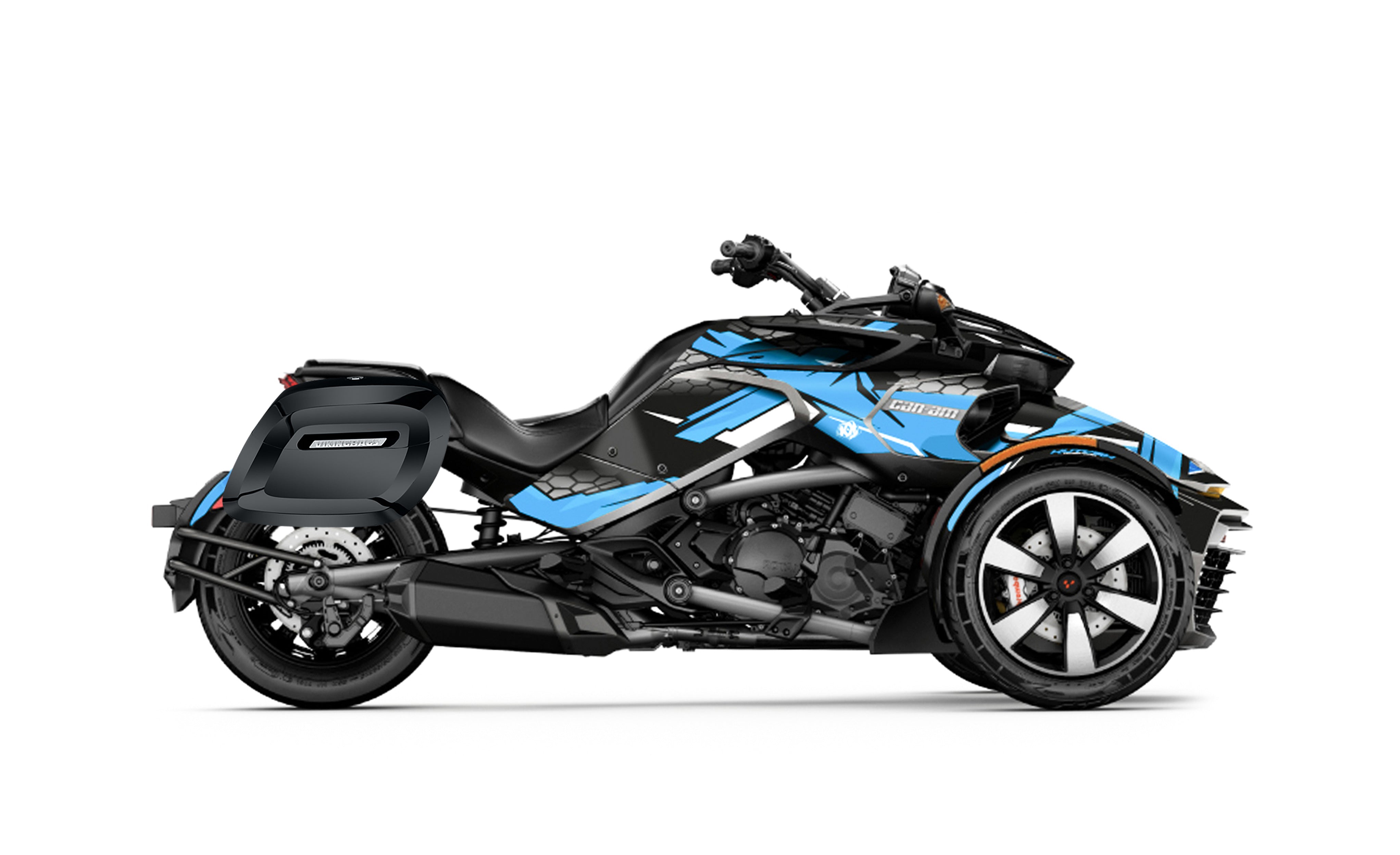 40L - Lamellar Raven Extra Large CAN AM Spyder F3 Painted Motorcycle Hard Saddlebags Bag on Bike @expand