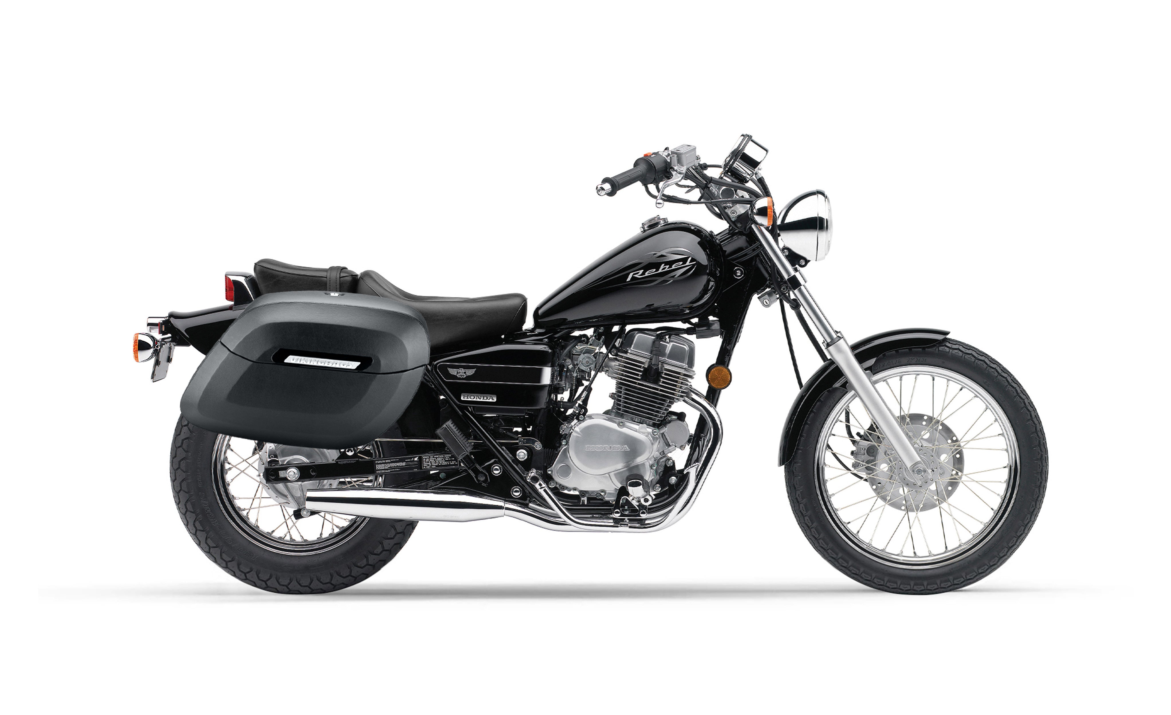 34L - Lamellar Raven Extra Large Honda Rebel 250 CMX250C Shock Cutout Matte Motorcycle Hard Saddlebags Bag on Bike @expand