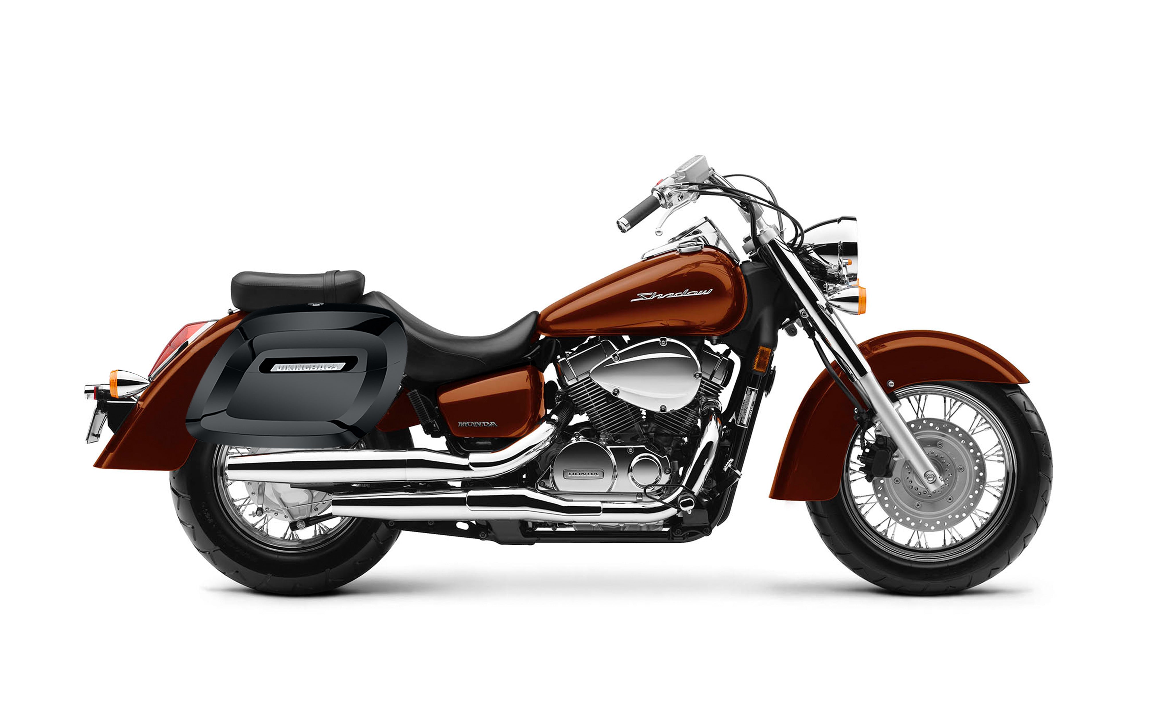 34L - Lamellar Raven Extra Large Honda Shadow 1100 Aero Shock Cut-out Painted Motorcycle Hard Saddlebags Bag on Bike @expand