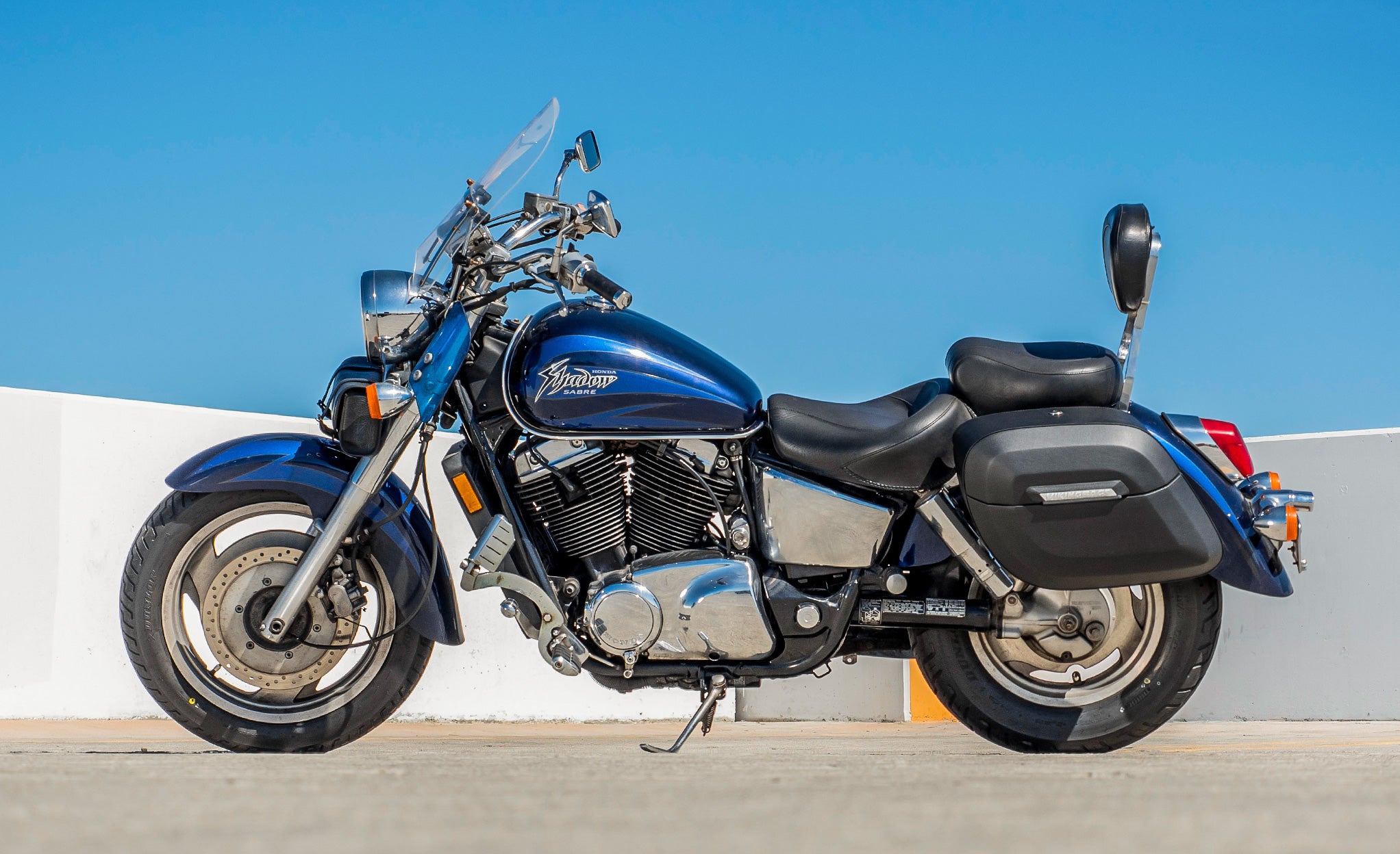 36L - Lamellar Raven Extra Large Honda Shadow 1100 Sabre Shock Cut-out Leather Covered Motorcycle Hard Saddlebags @expand