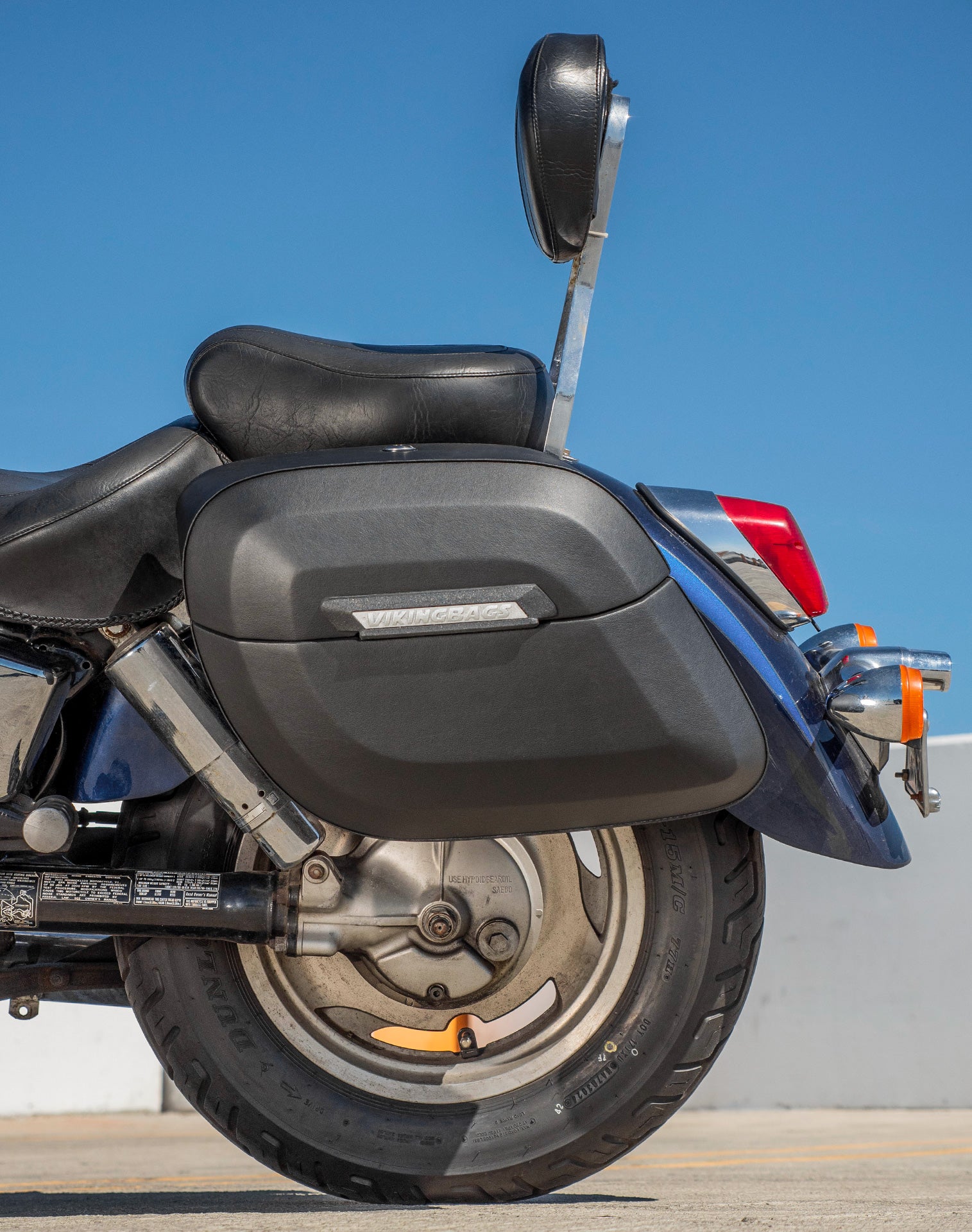 36L - Lamellar Raven Extra Large Honda Shadow 1100 Sabre Shock Cut-out Leather Covered Motorcycle Hard Saddlebags v2