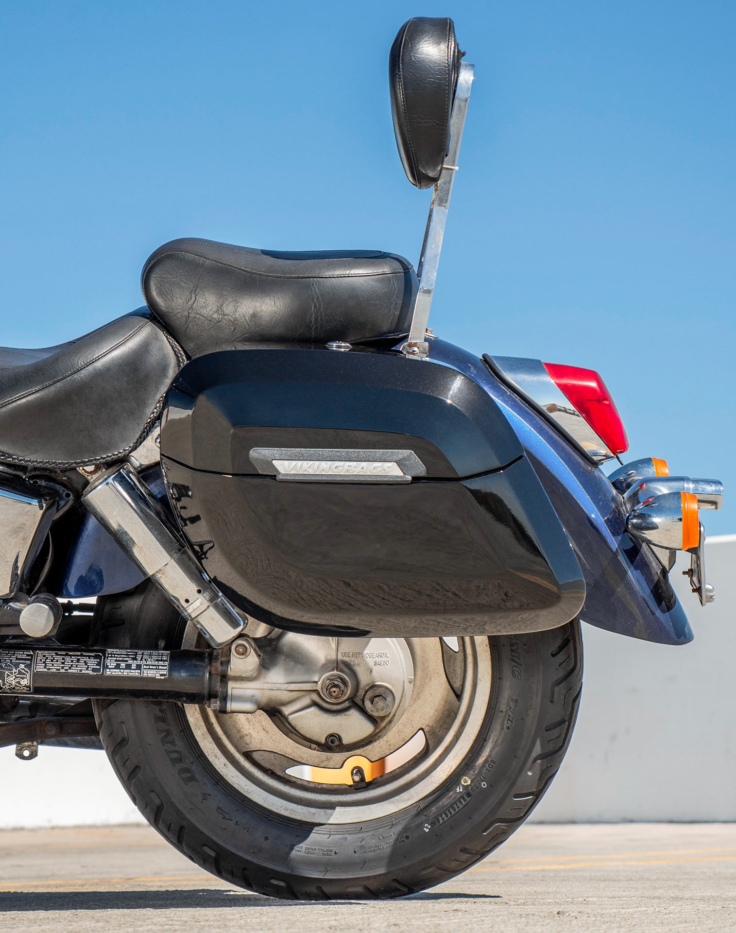 36L - Lamellar Raven Extra Large Honda Shadow 1100 Sabre Shock Cut-out Painted Motorcycle Hard Saddlebags v2