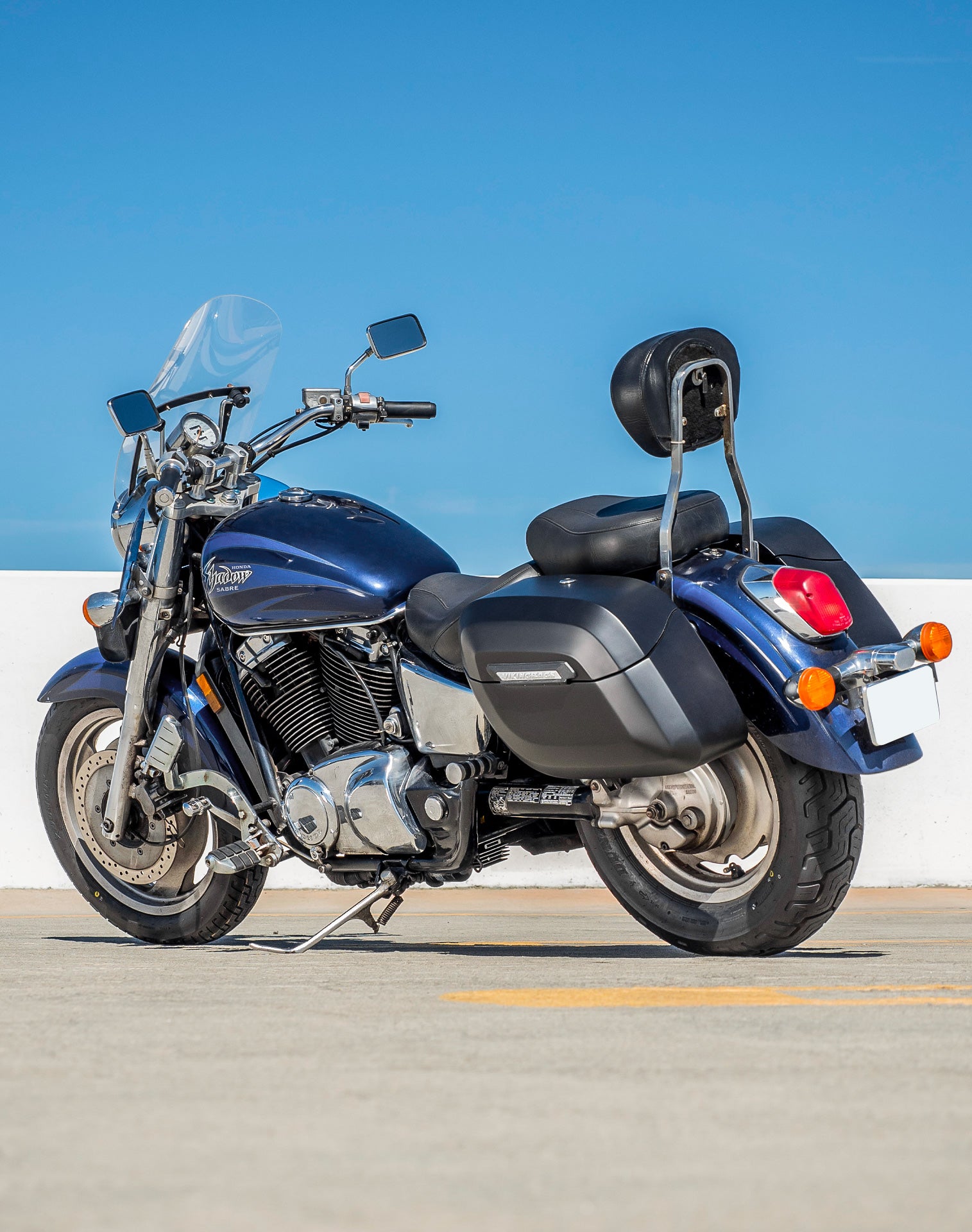 36L - Lamellar Raven Extra Large Honda Shadow 1100 Sabre Shock Cutout Matte Motorcycle Hard Saddlebags v1