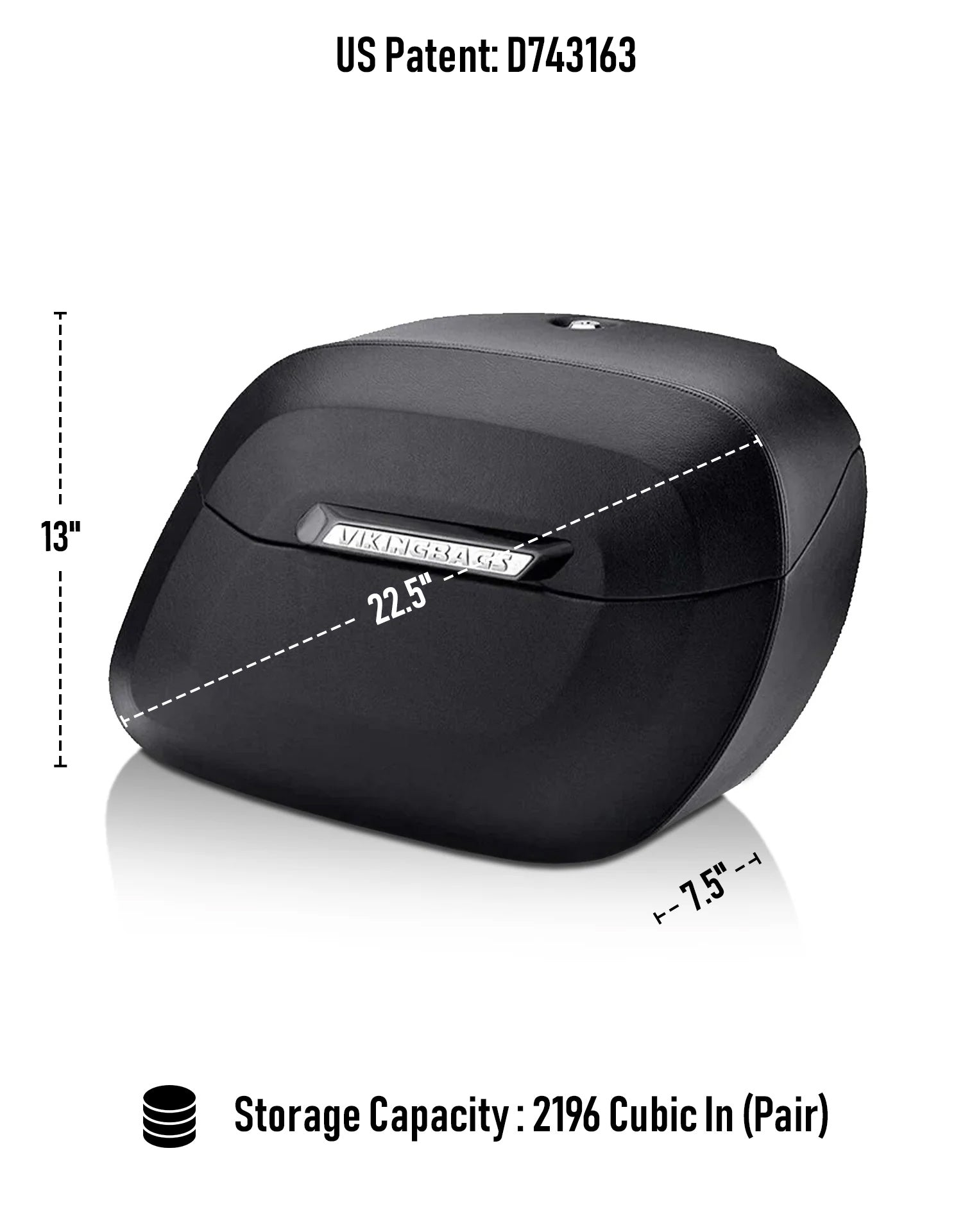 36L - Lamellar Raven Extra Large Honda Shadow 750 Aero Shock Cut-out Leather Covered Motorcycle Hard Saddlebags Storage Capacity