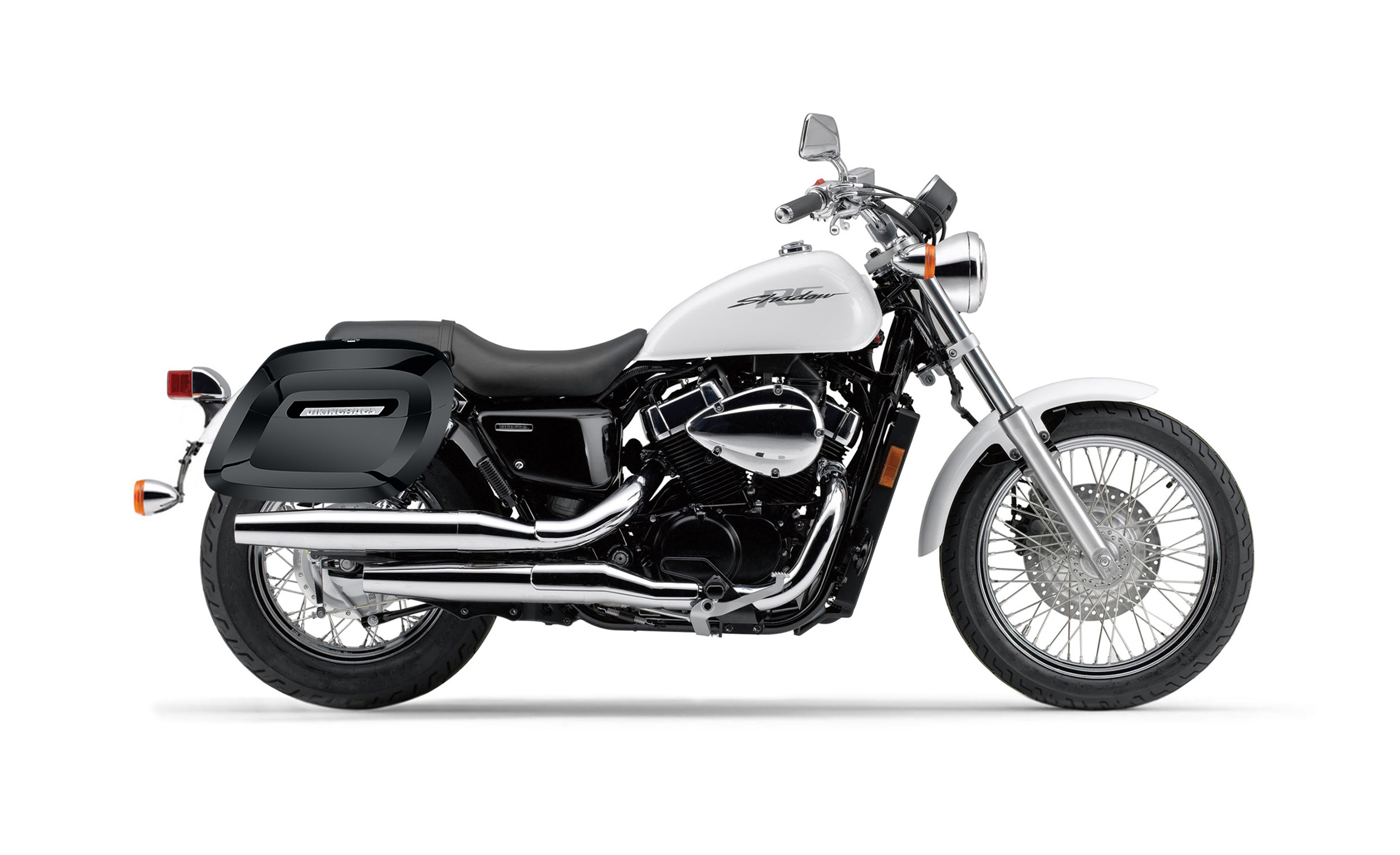 34L - Lamellar Raven Extra Large Honda Shadow 750 RS Shock Cut-out Painted Motorcycle Hard Saddlebags Bag on Bike @expand