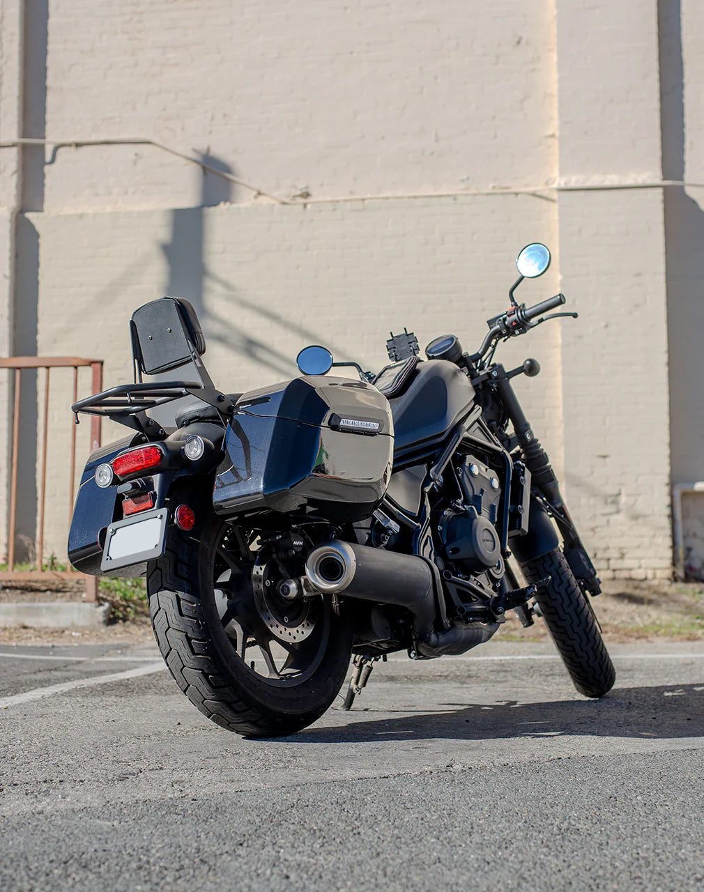 34L - Lamellar Raven Extra Large Honda Rebel 300 Shock Cut-out Painted Motorcycle Hard Saddlebags v1