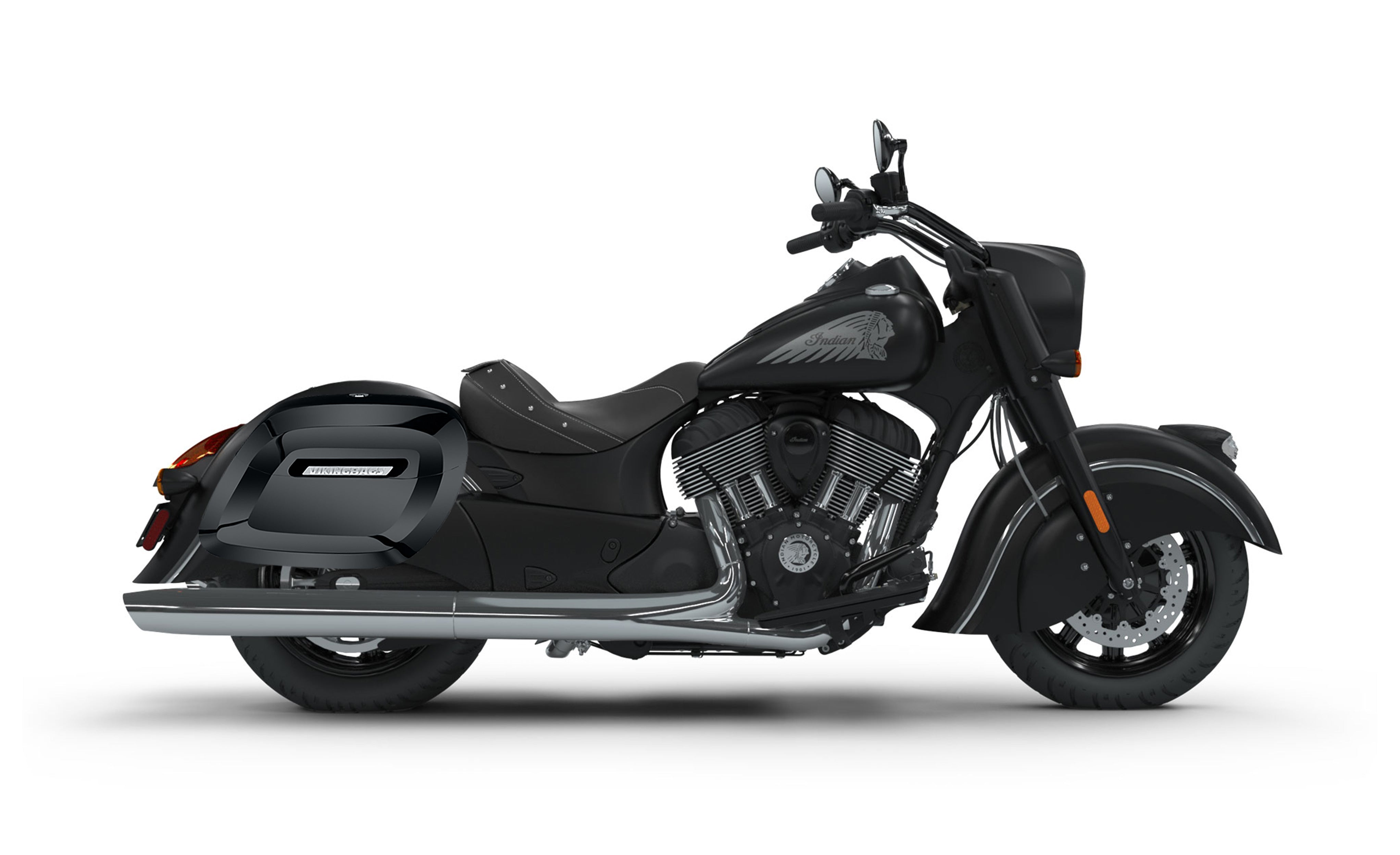 40L - Lamellar Raven Extra Large Indian Chief Darkhorse Painted Motorcycle Hard Saddlebags Bag on Bike @expand