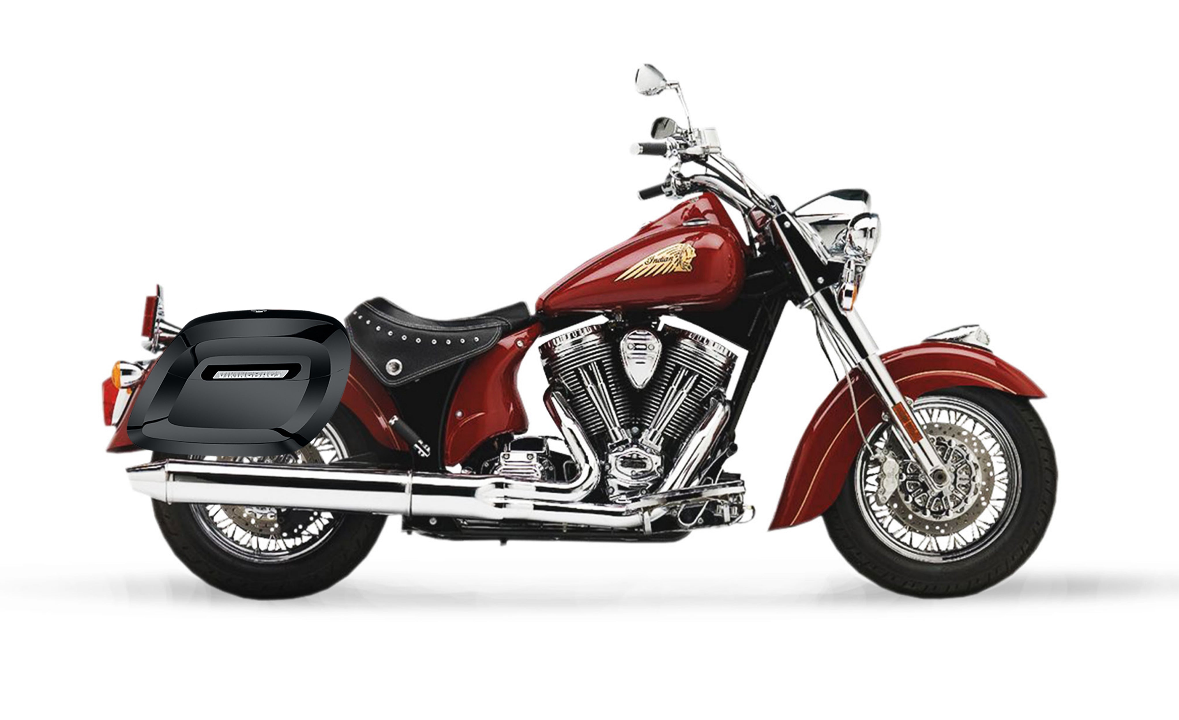 40L - Lamellar Raven Extra Large Indian Chief Deluxe Painted Motorcycle Hard Saddlebags Bag on Bike @expand