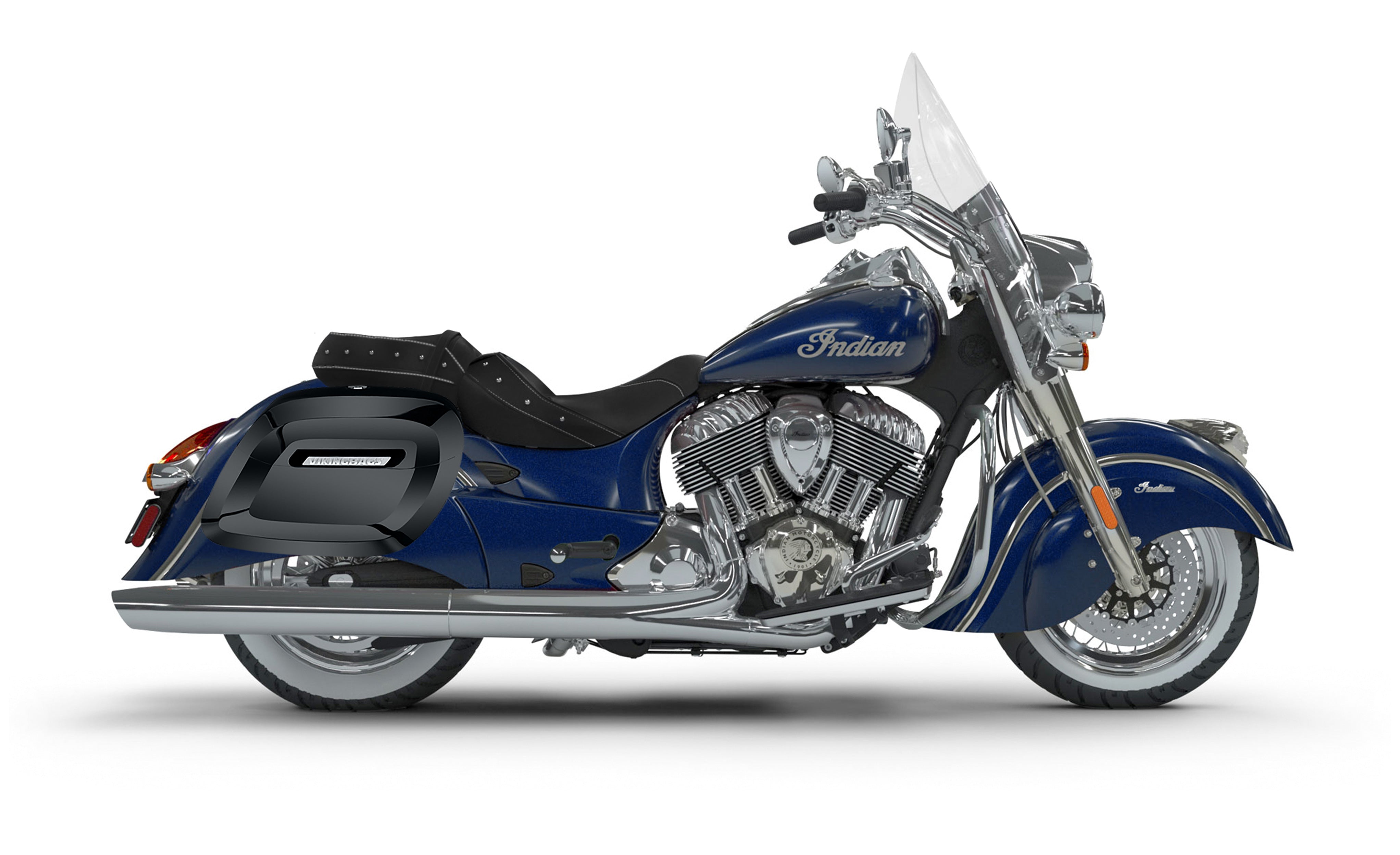 40L - Lamellar Raven Extra Large Indian Chief Vintage Painted Motorcycle Hard Saddlebags Bag on Bike @expand