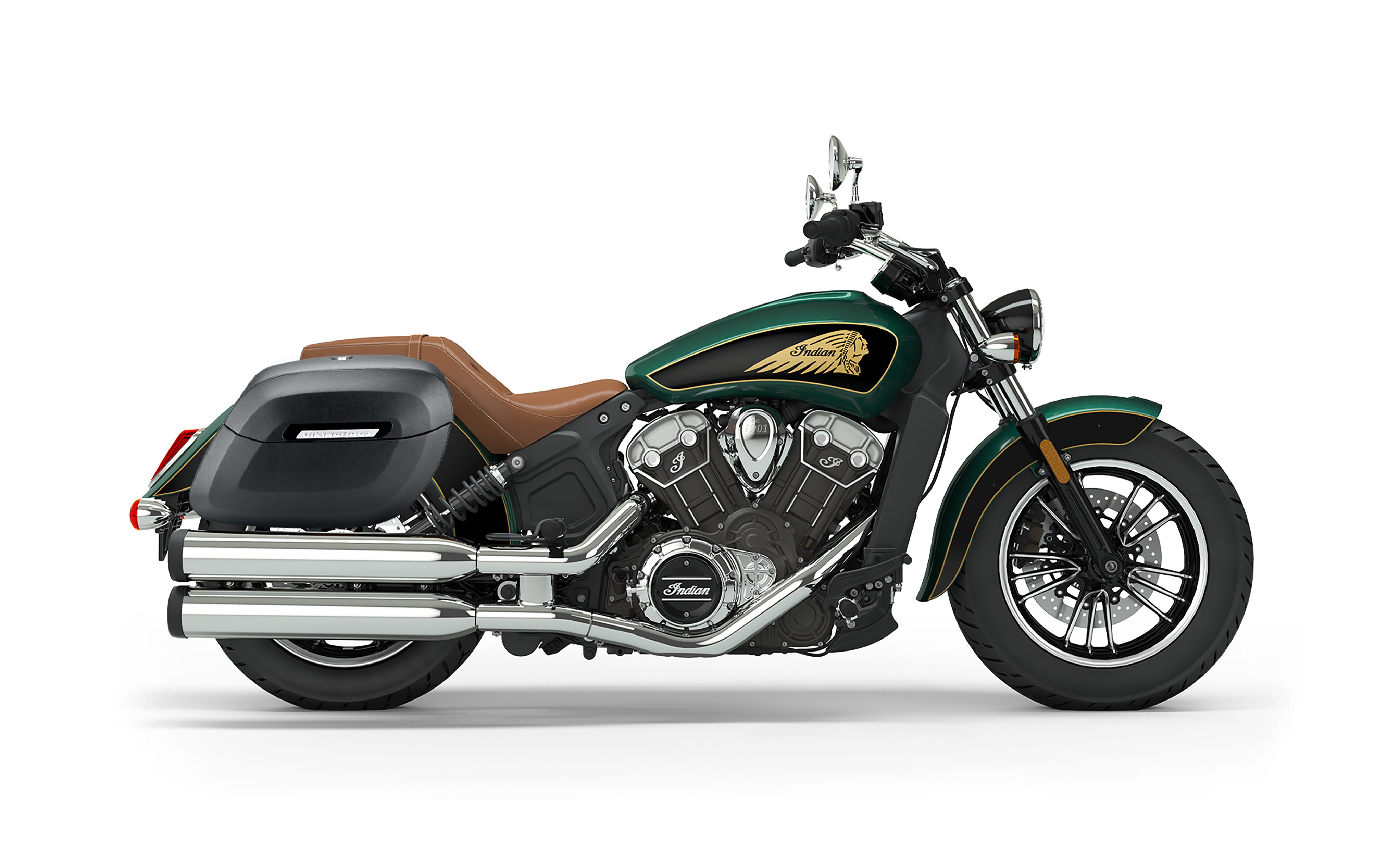 40L - Lamellar Raven Extra Large Indian Scout Matte Motorcycle Hard Saddlebags Bag on Bike @expand