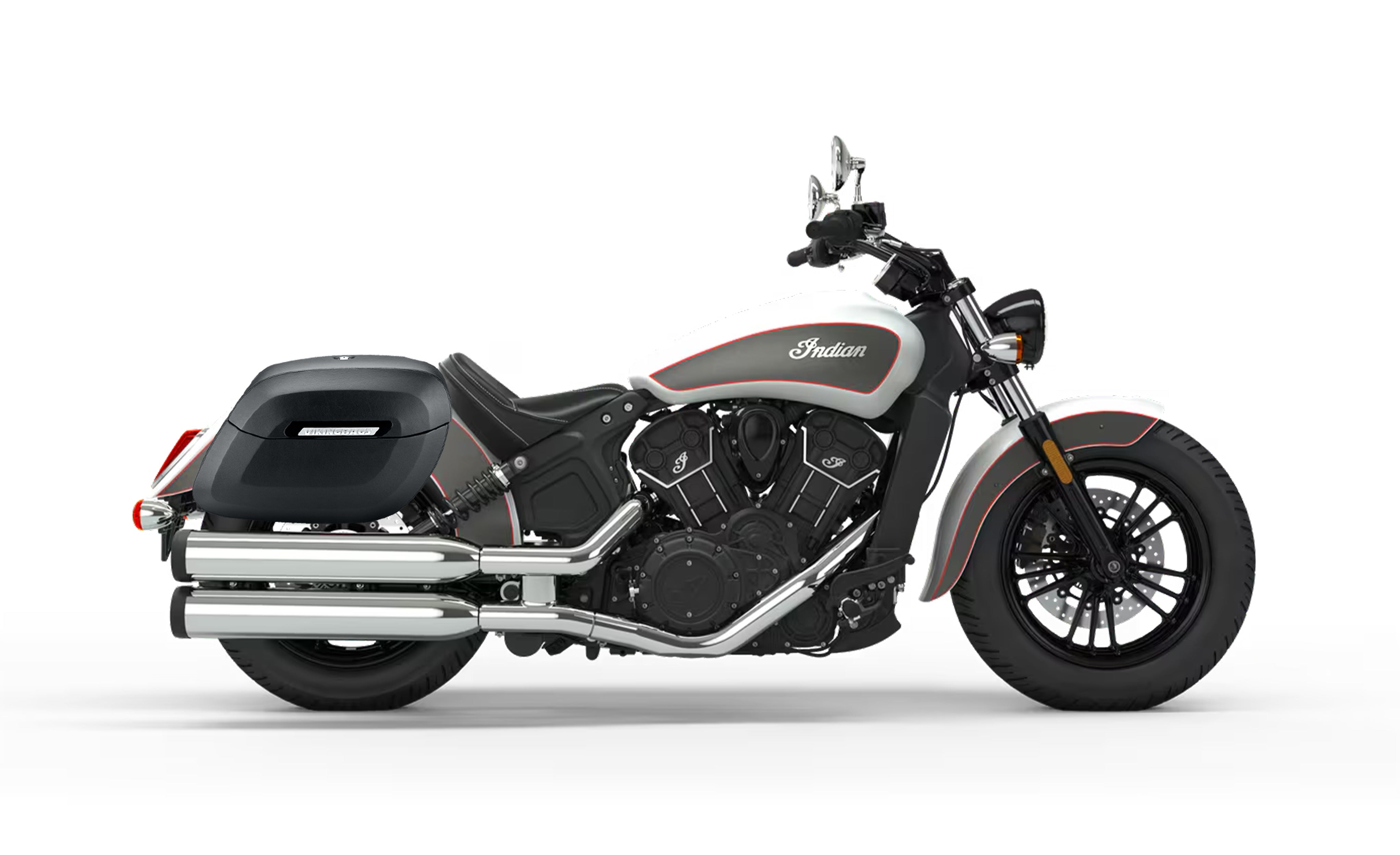 40L - Lamellar Raven Extra Large Indian Scout Sixty Leather Covered Motorcycle Hard Saddlebags Bag on Bike @expand