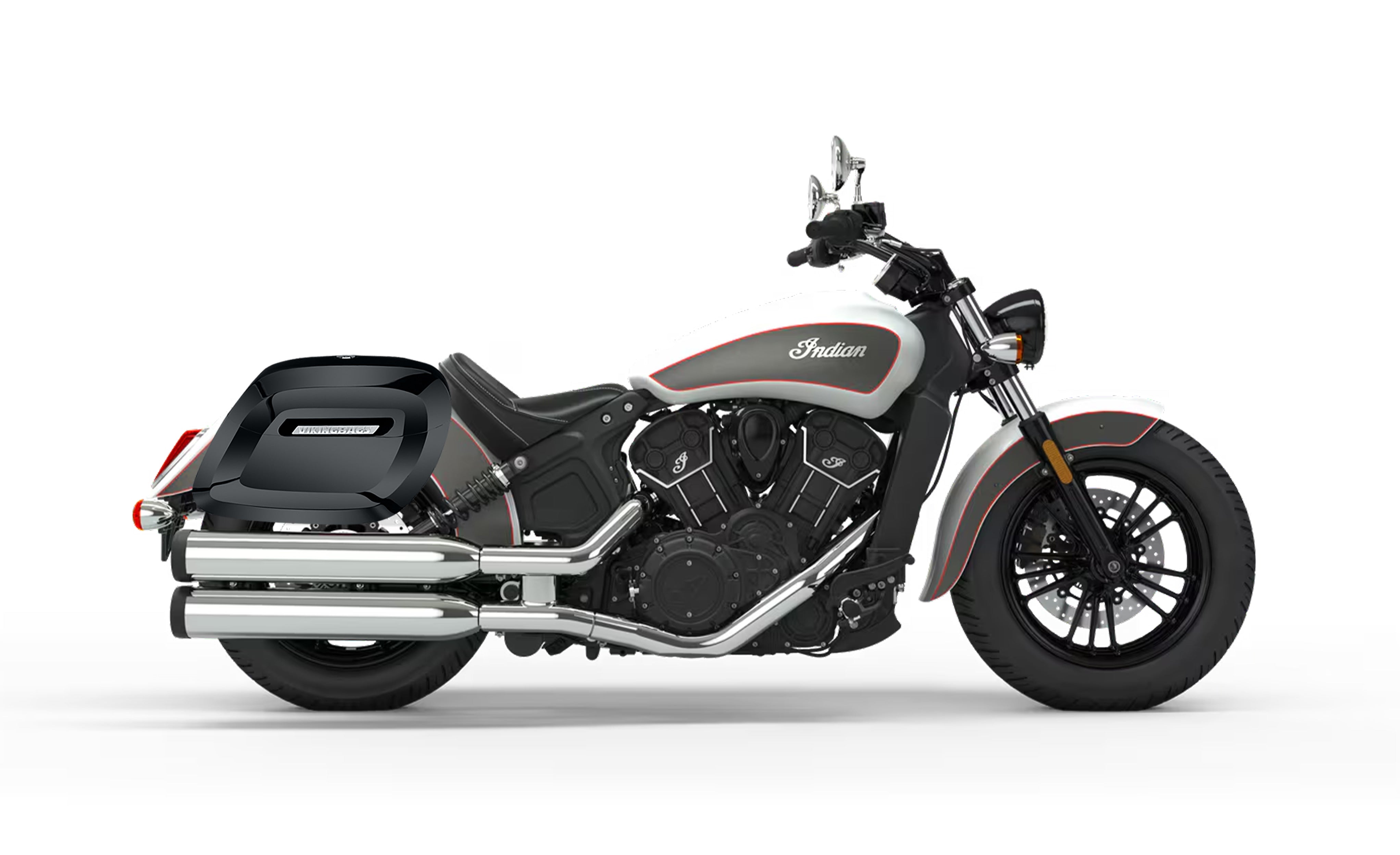 40L - Lamellar Raven Extra Large Indian Scout Sixty Painted Motorcycle Hard Saddlebags Bag on Bike @expand