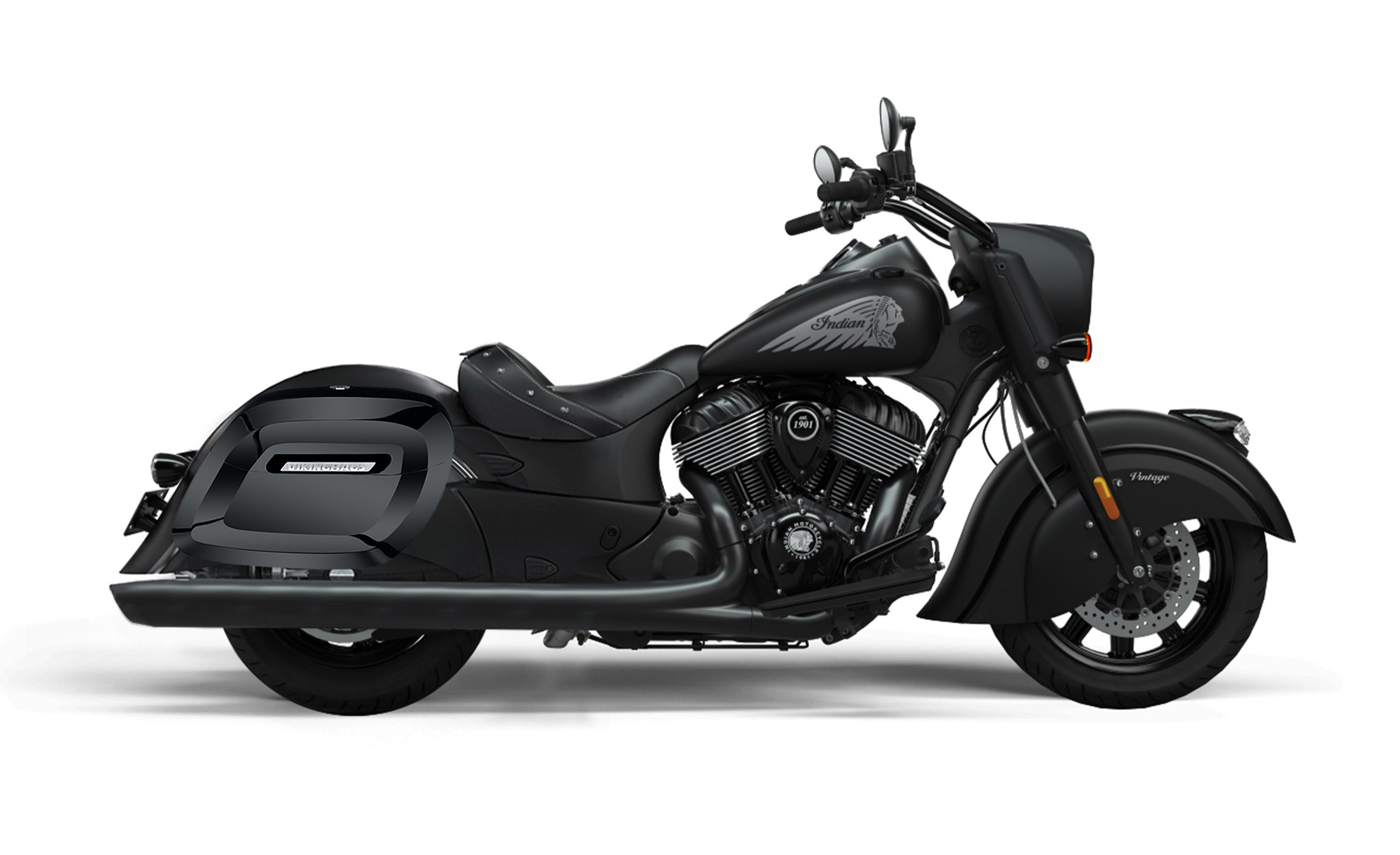 40L - Lamellar Raven Extra Large Indian Vintage Darkhorse Painted Motorcycle Hard Saddlebags Bag on Bike @expand