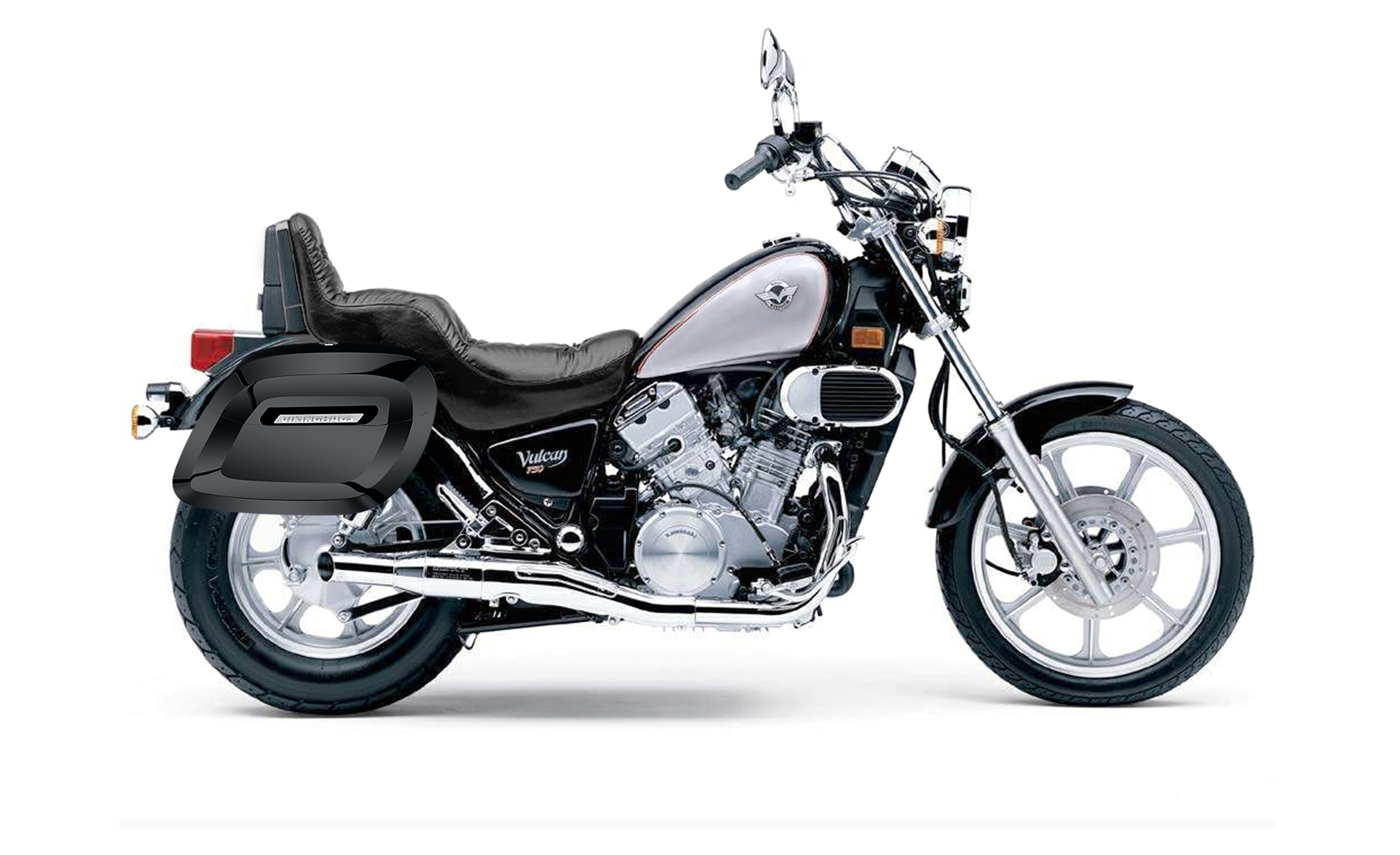 34L - Lamellar Raven Extra Large Kawasaki Vulcan 750 VN750 Shock Cut-out Painted Motorcycle Hard Saddlebags Bag on Bike @expand