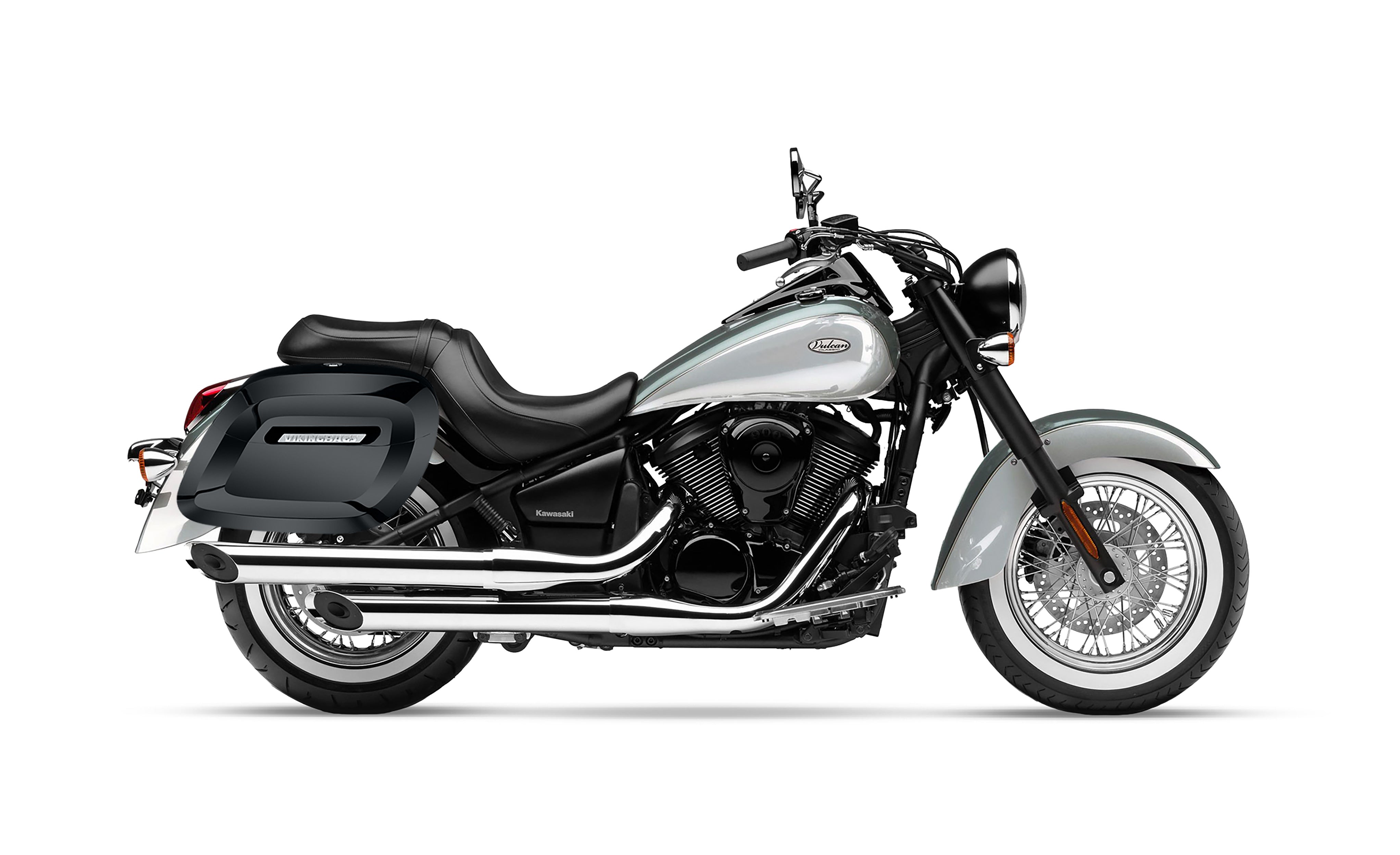 40L - Lamellar Raven Extra Large Kawasaki Vulcan 900 Classic VN900 Painted Motorcycle Hard Saddlebags Bag on Bike @expand