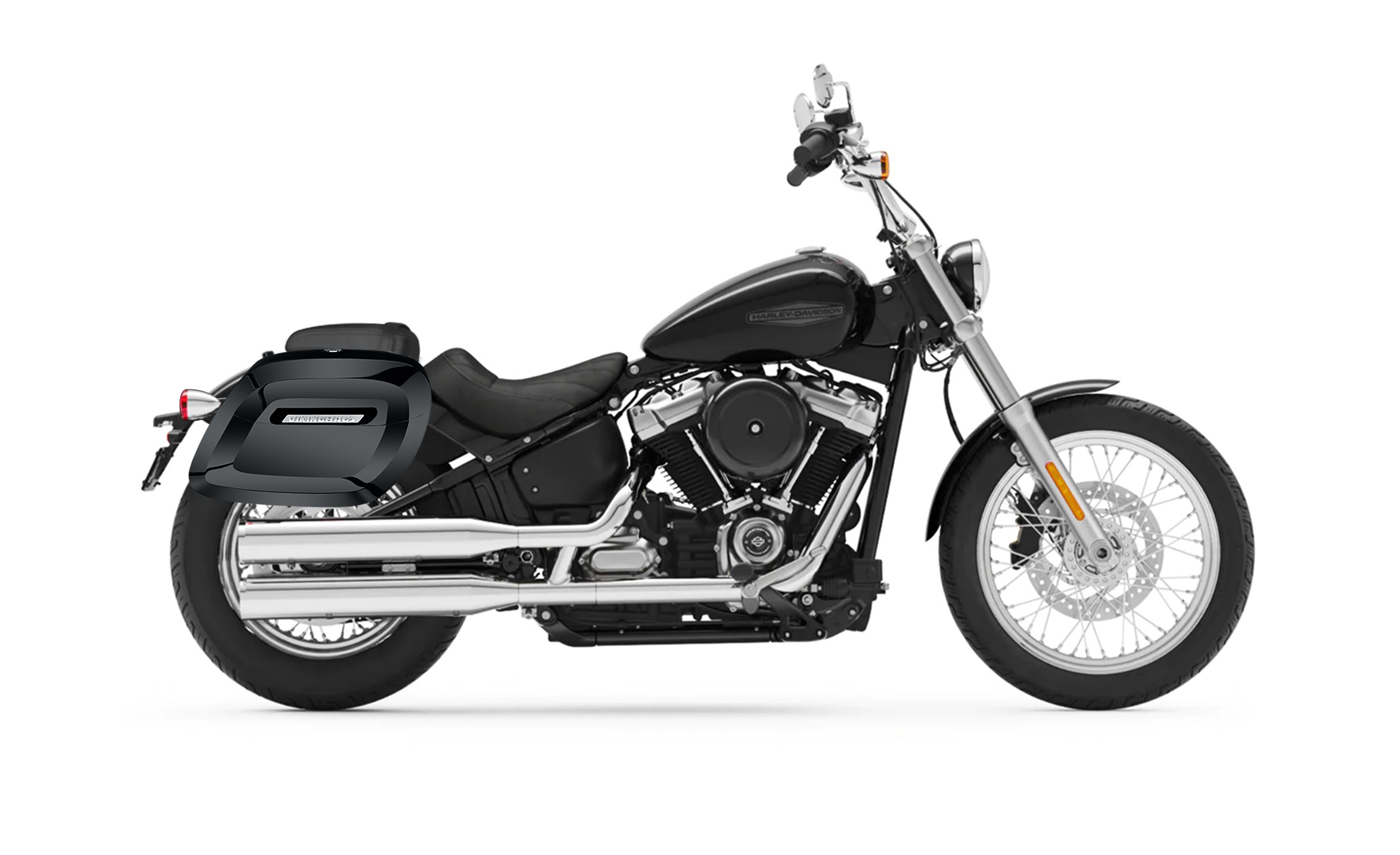 40L - Lamellar Raven Extra Large Painted Motorcycle Hard Saddlebags for Harley Softail Standard FXST Bag on Bike @expand