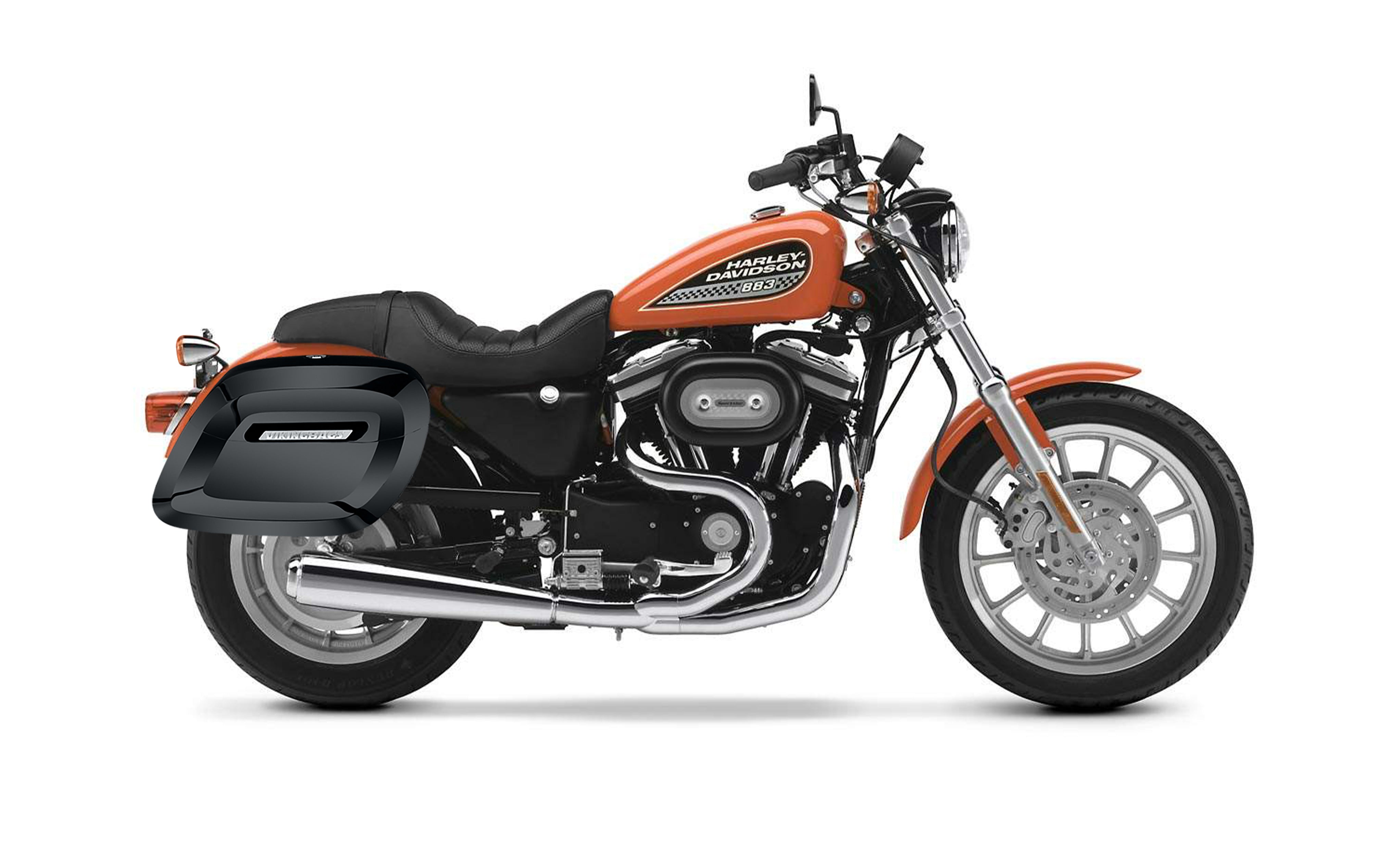 34L - Lamellar Raven Extra Large Shock Cut-out Painted Hard Saddlebags for Harley Sportster 883 Low XL883L Bag on Bike @expand