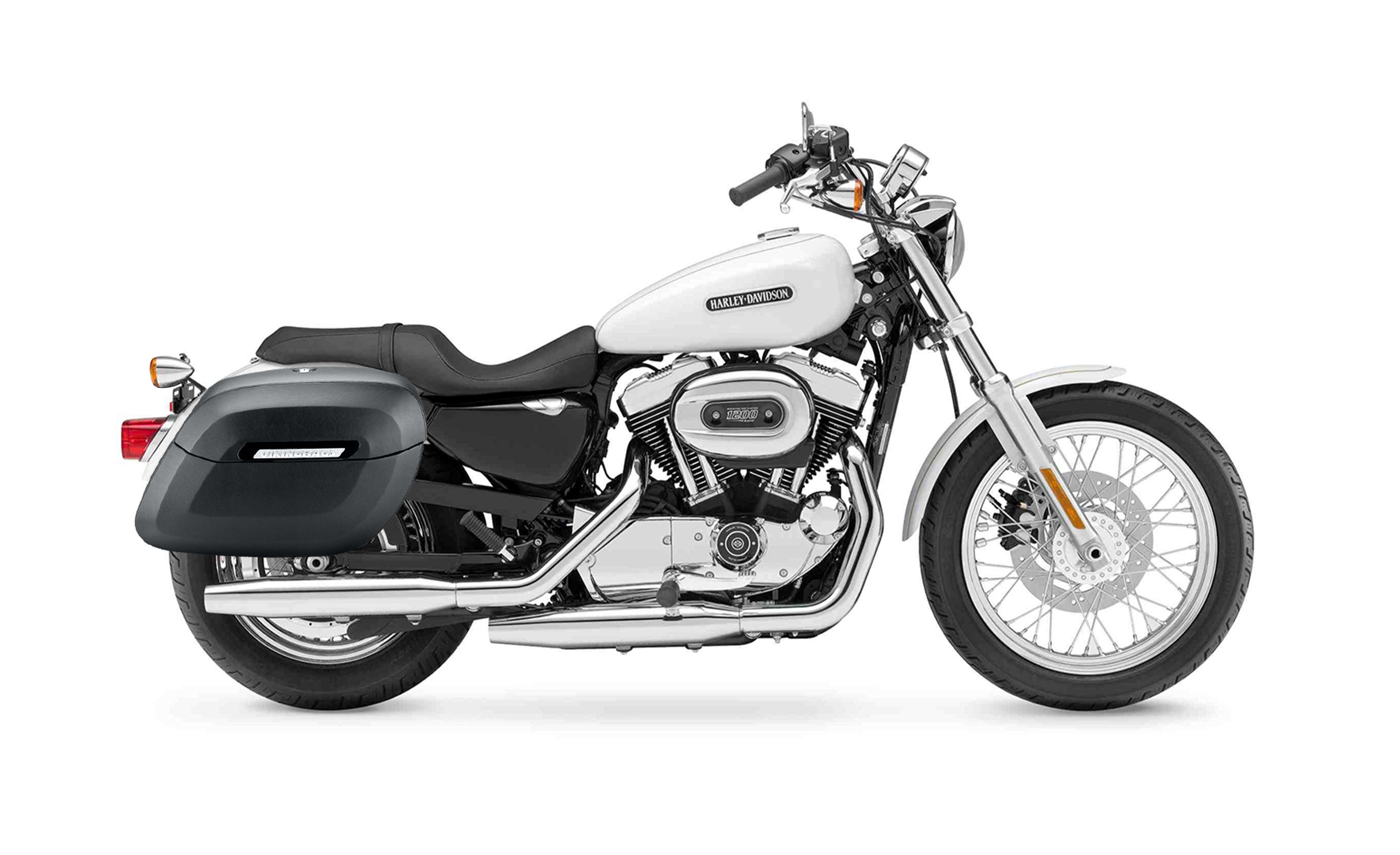 34L - Lamellar Raven Extra Large Shock Cutout Matte Motorcycle Hard Saddlebags for Harley Sportster 1200 Low XL1200L Bag on Bike @expand