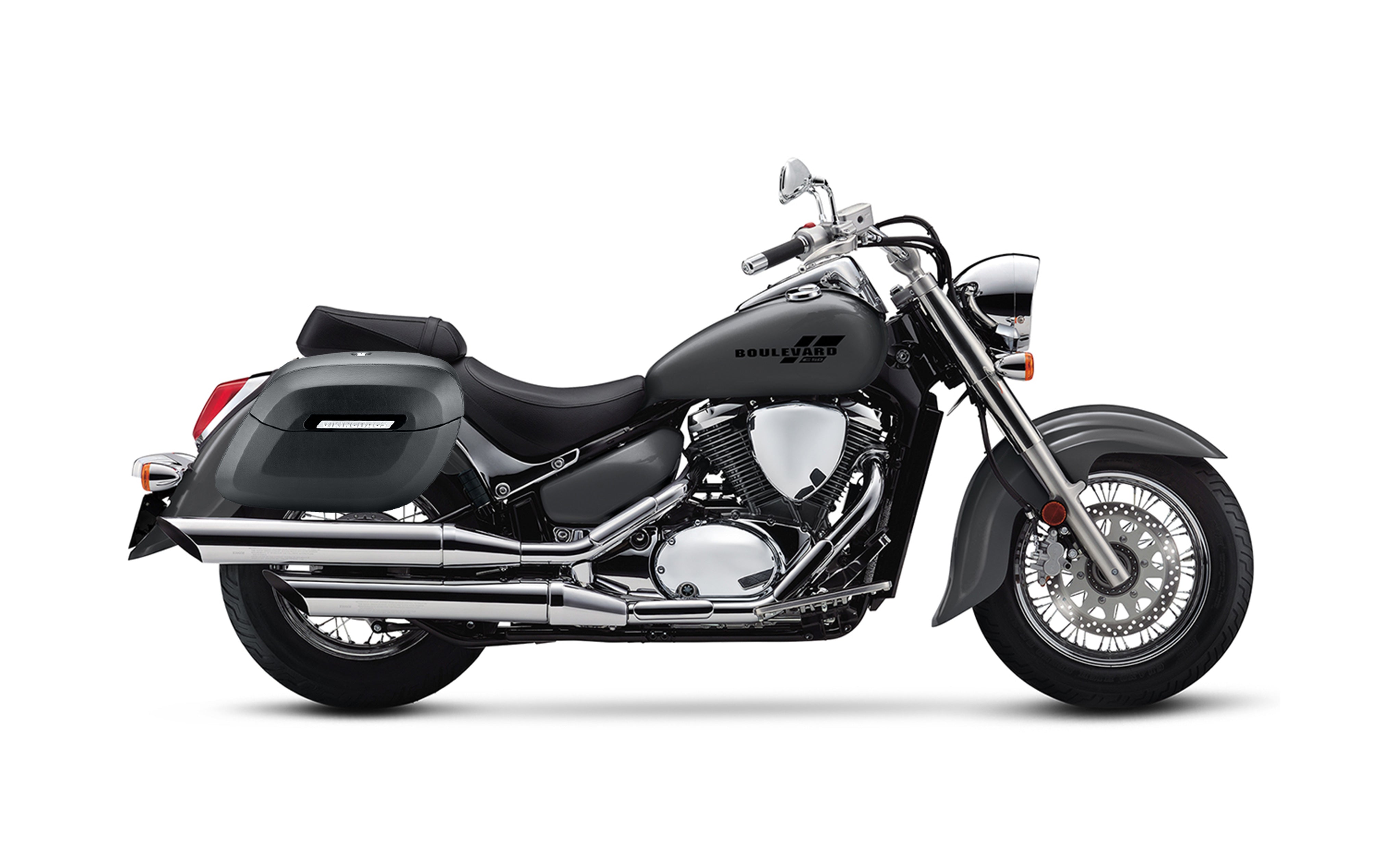 40L - Lamellar Raven Extra Large Suzuki Boulevard C50 VL800 Matte Motorcycle Hard Saddlebags Bag on Bike @expand