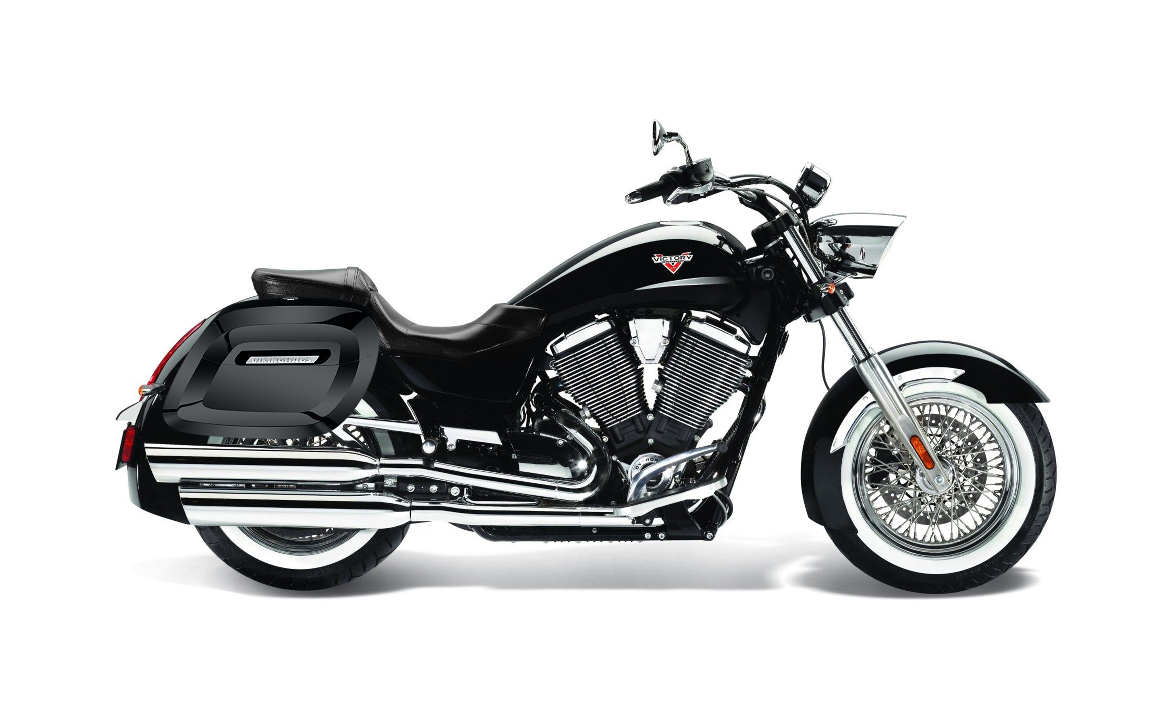 40L - Lamellar Raven Extra Large Victory Boardwalk Painted Motorcycle Hard Saddlebags on Bike Photo @expand