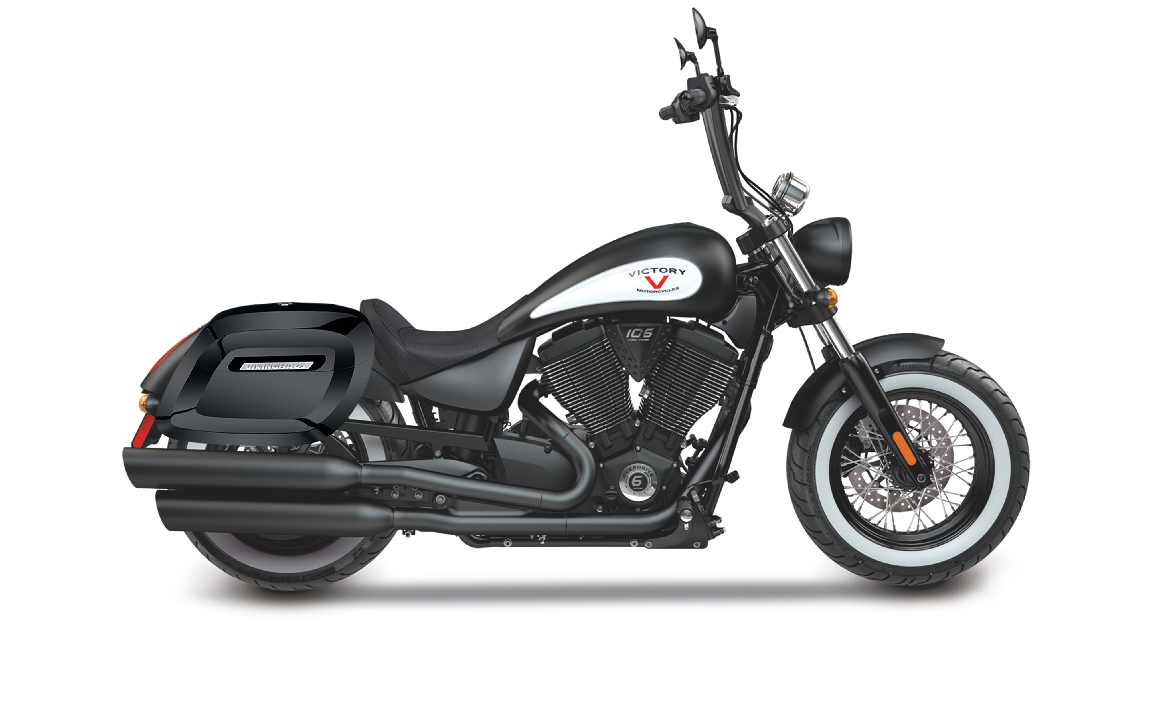 40L - Lamellar Raven Extra Large Victory High Ball Painted Motorcycle Hard Saddlebags Bag on Bike @expand