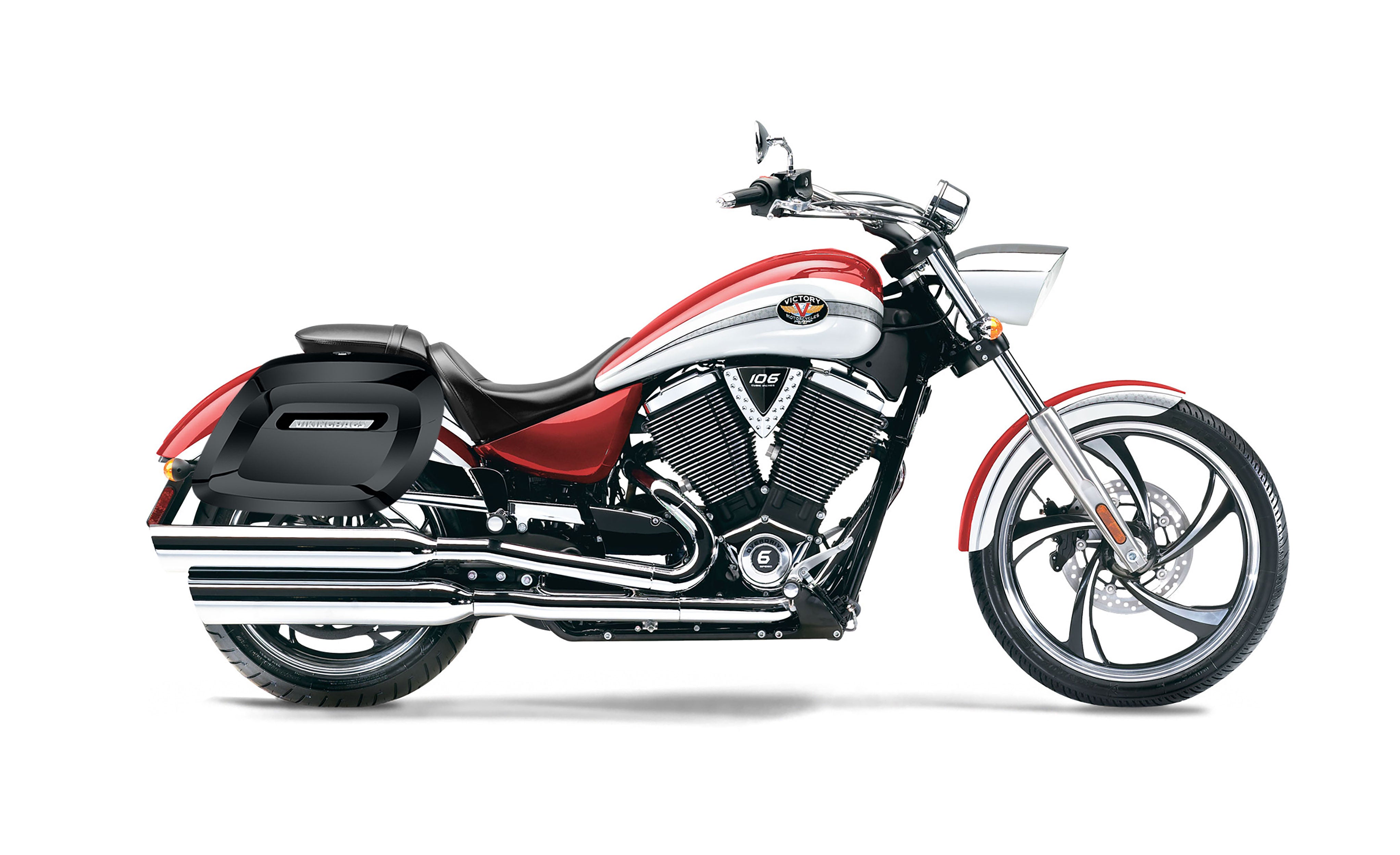 40L - Lamellar Raven Extra Large Victory Vegas Painted Motorcycle Hard Saddlebags Bag on Bike @expand