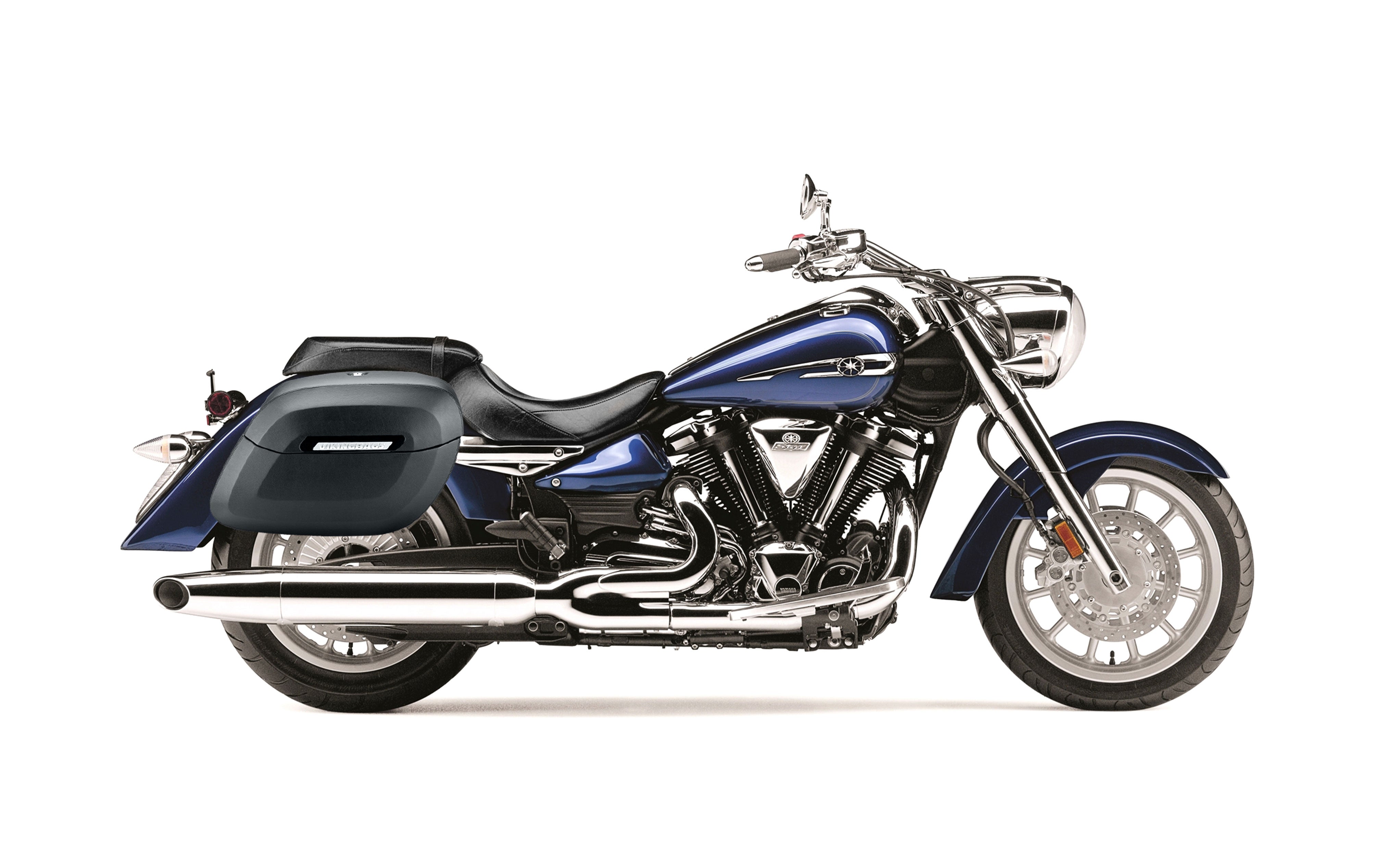 40L - Lamellar Raven Extra Large Yamaha Stratoliner XV 1900 Matte Motorcycle Hard Saddlebags Bag on Bike @expand